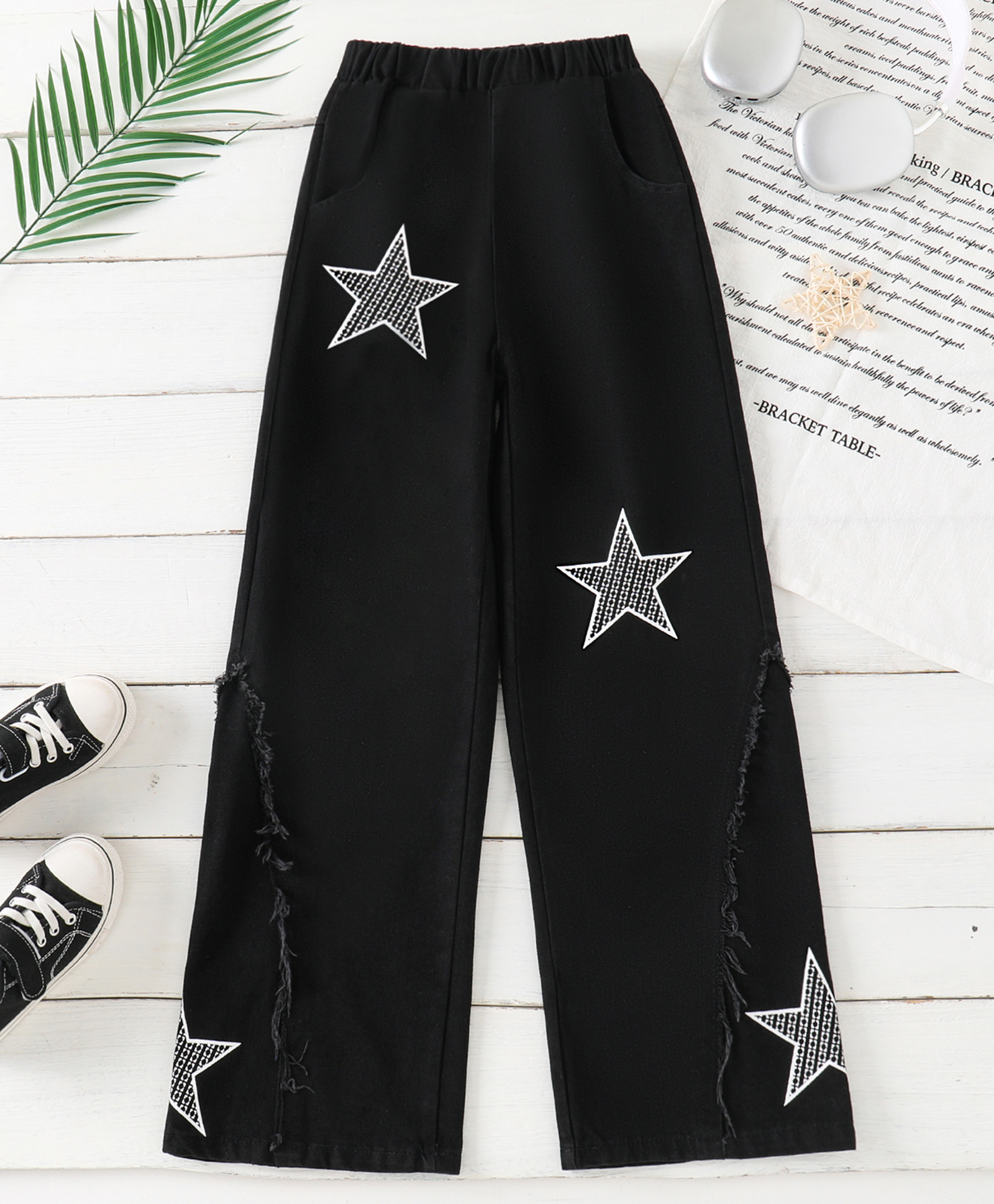 Mark & Mia Cotton Washed Jeans With Star Embroidery - Black-picture-25