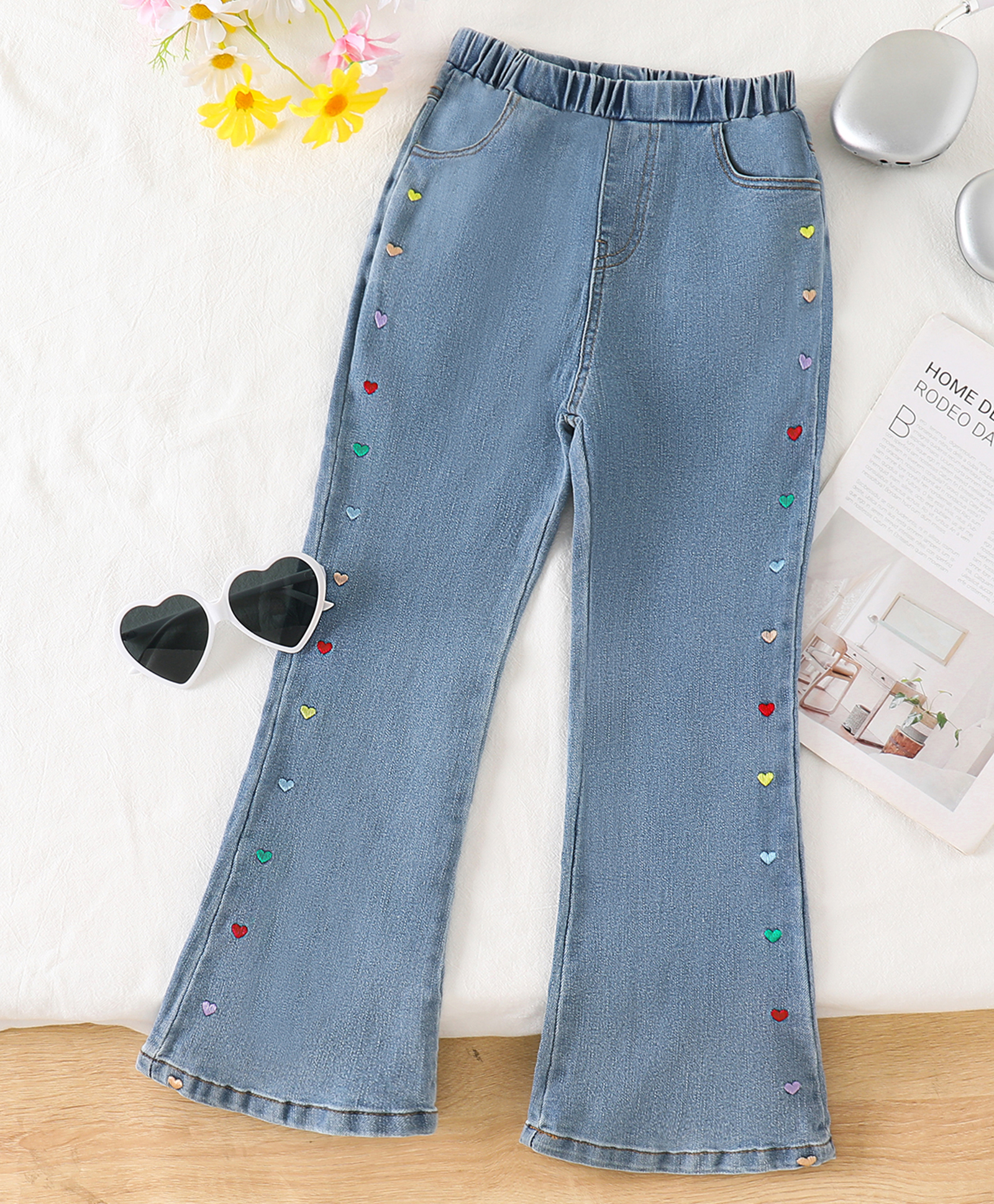 Mark & Mia Jeans With Heart Embroidery - Blue-picture-10