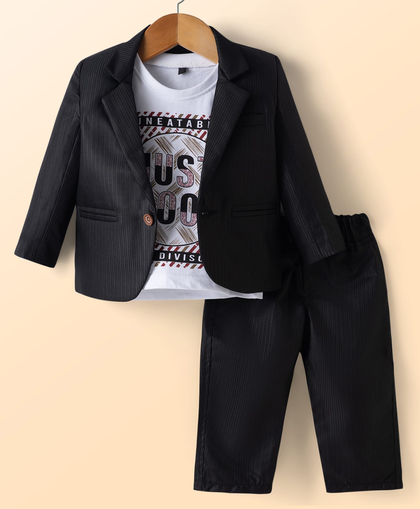 Rikidoos Full Sleeve Blazer With T-Shirt & Pant - Black / White - L - Cotton - (18 to 24 Month)-image-33