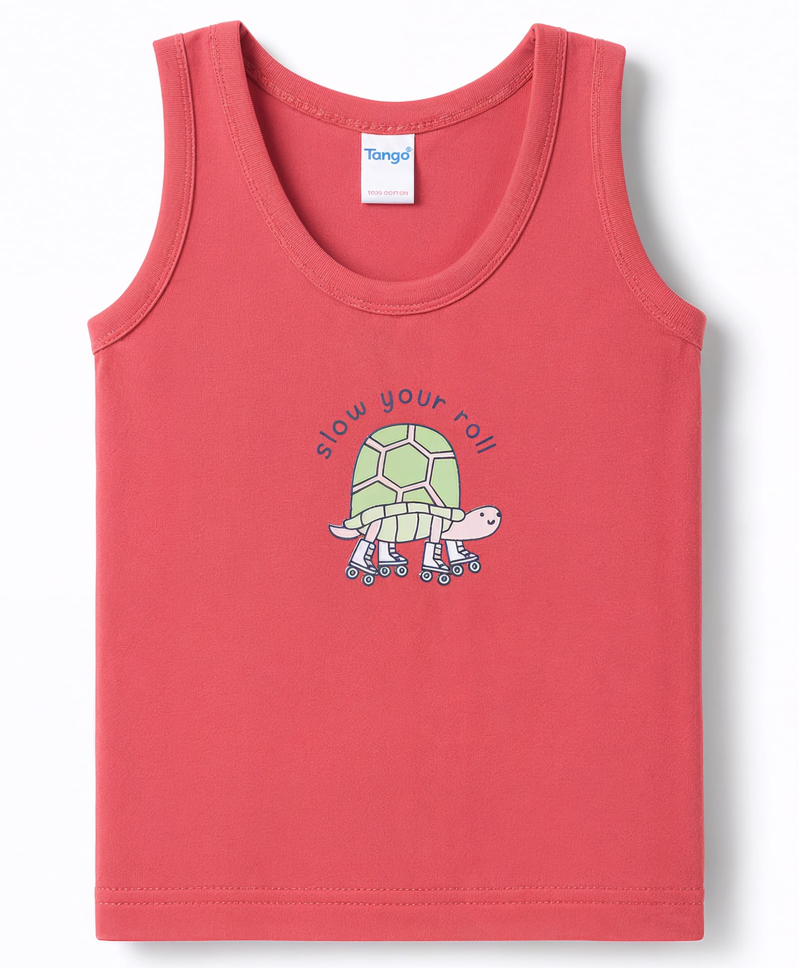 Tango Sinker Knit Sleeveless Turtle Printed Vest - Red-image-13