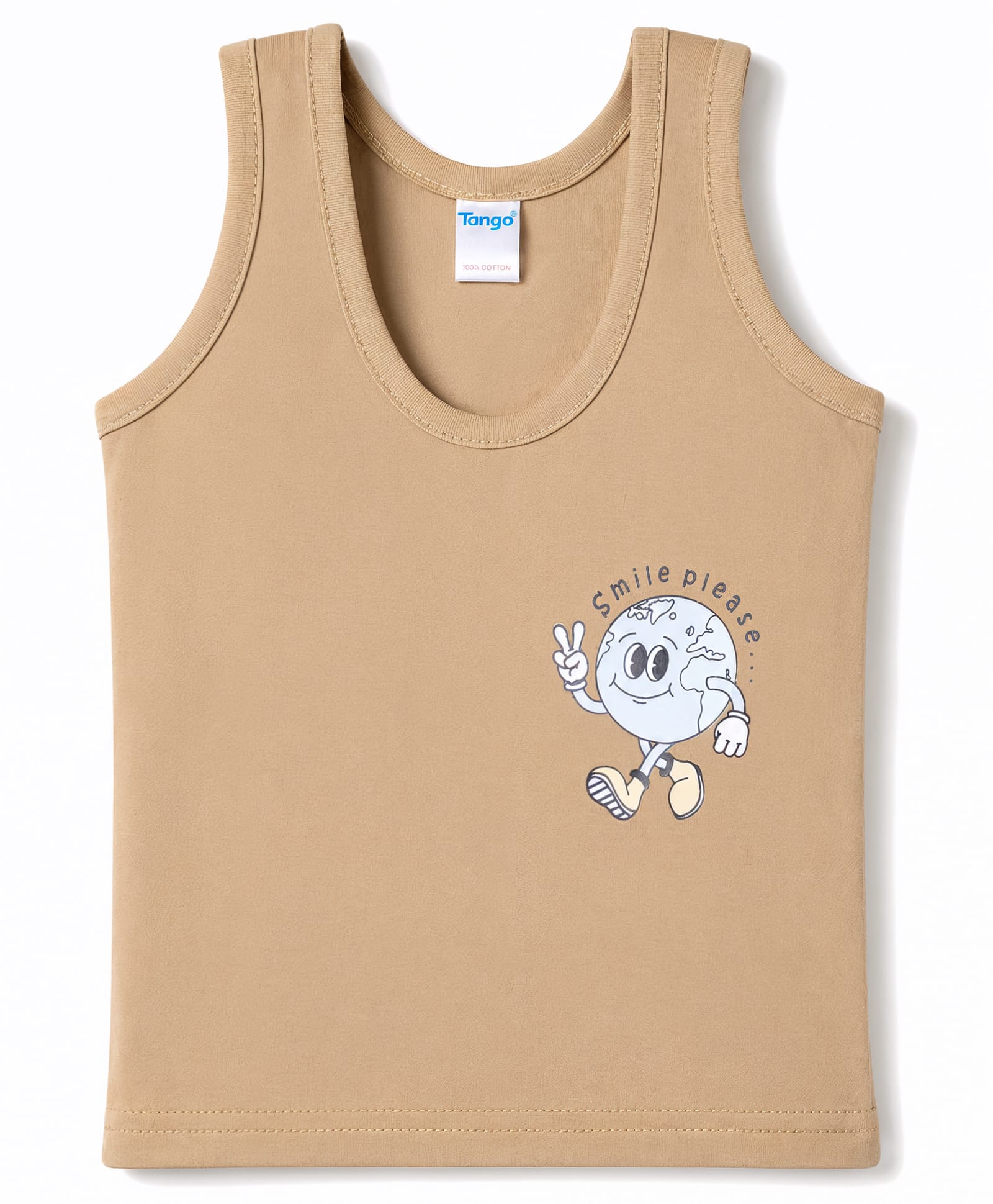 Tango Sinker Knit Sleeveless Earth Printed Vest - Tan-image-21