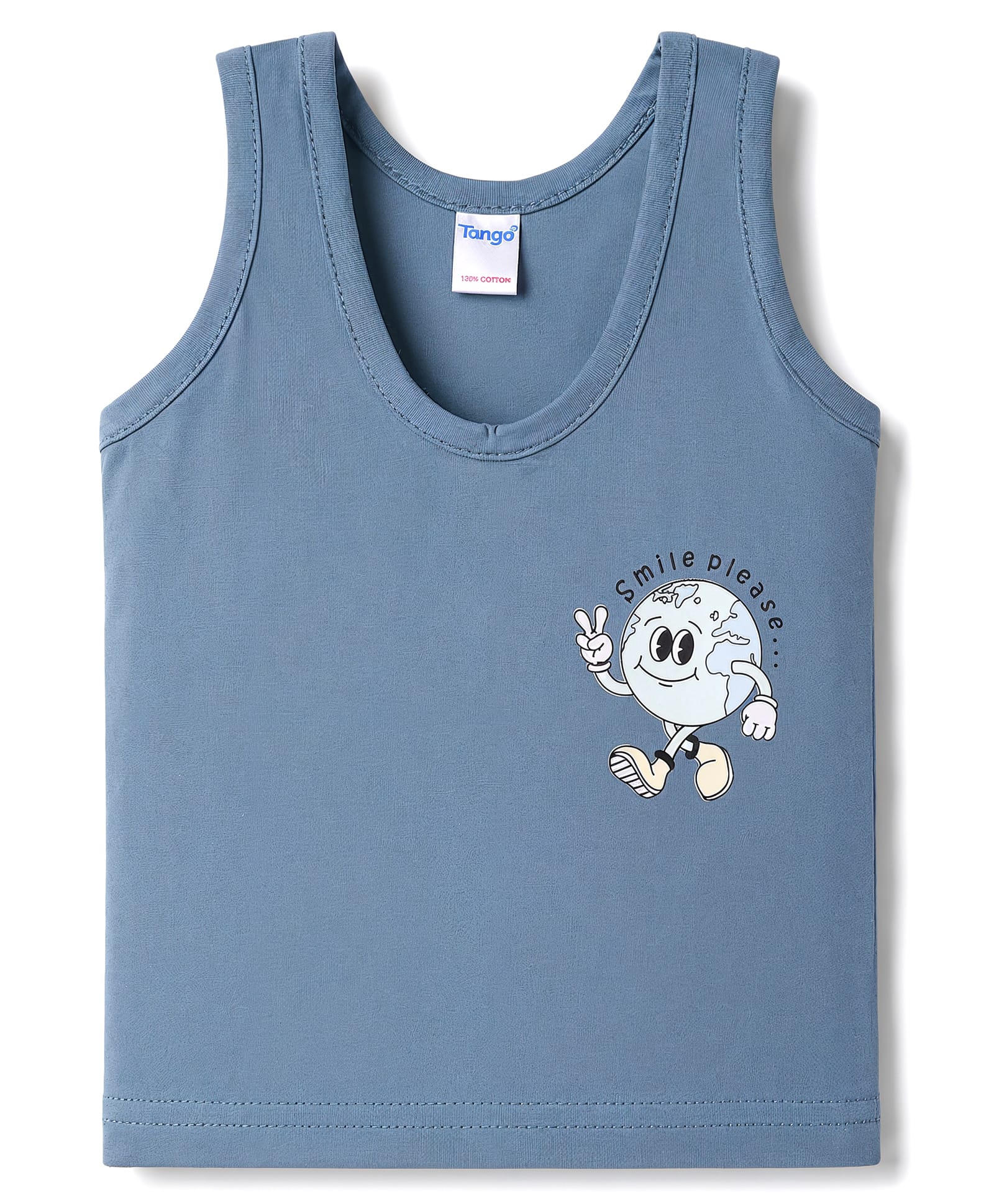 Tango Sinker Knit Sleeveless Earth Printed Vest - Blue-image-27