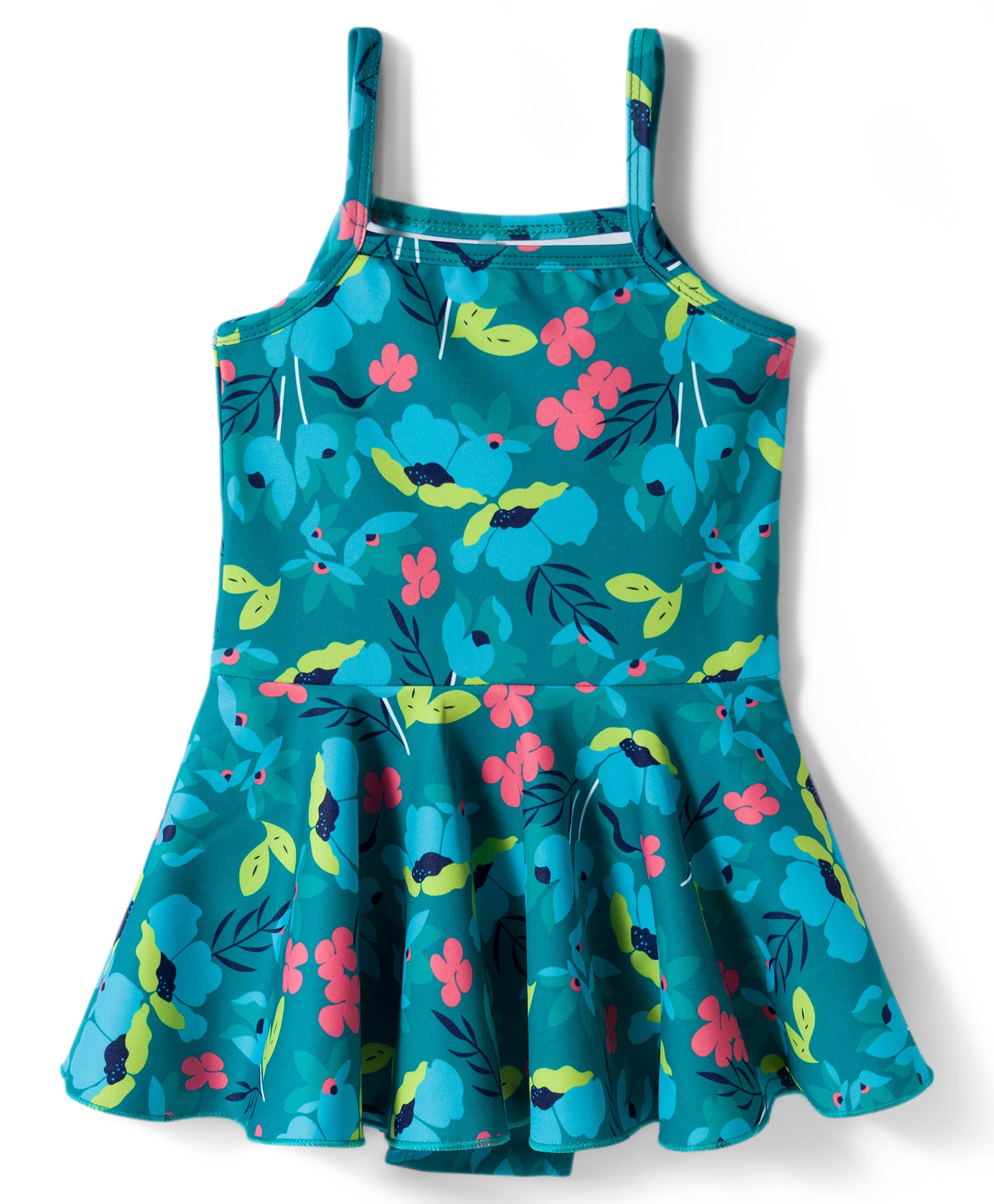 Babyhug Water Repellant Lycra Sleeveless Frock Swimsuit With Floral Print - Green-picture-23