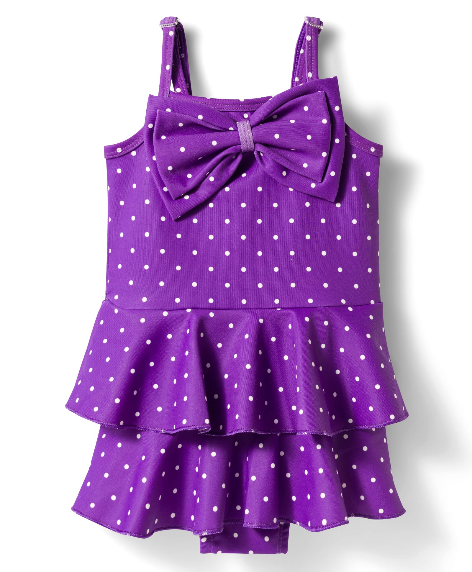 Babyhug Water Repellant Sleeveless Frock Swimsuit with Polka Dots Print & Bow Applique - Lavender-image-21
