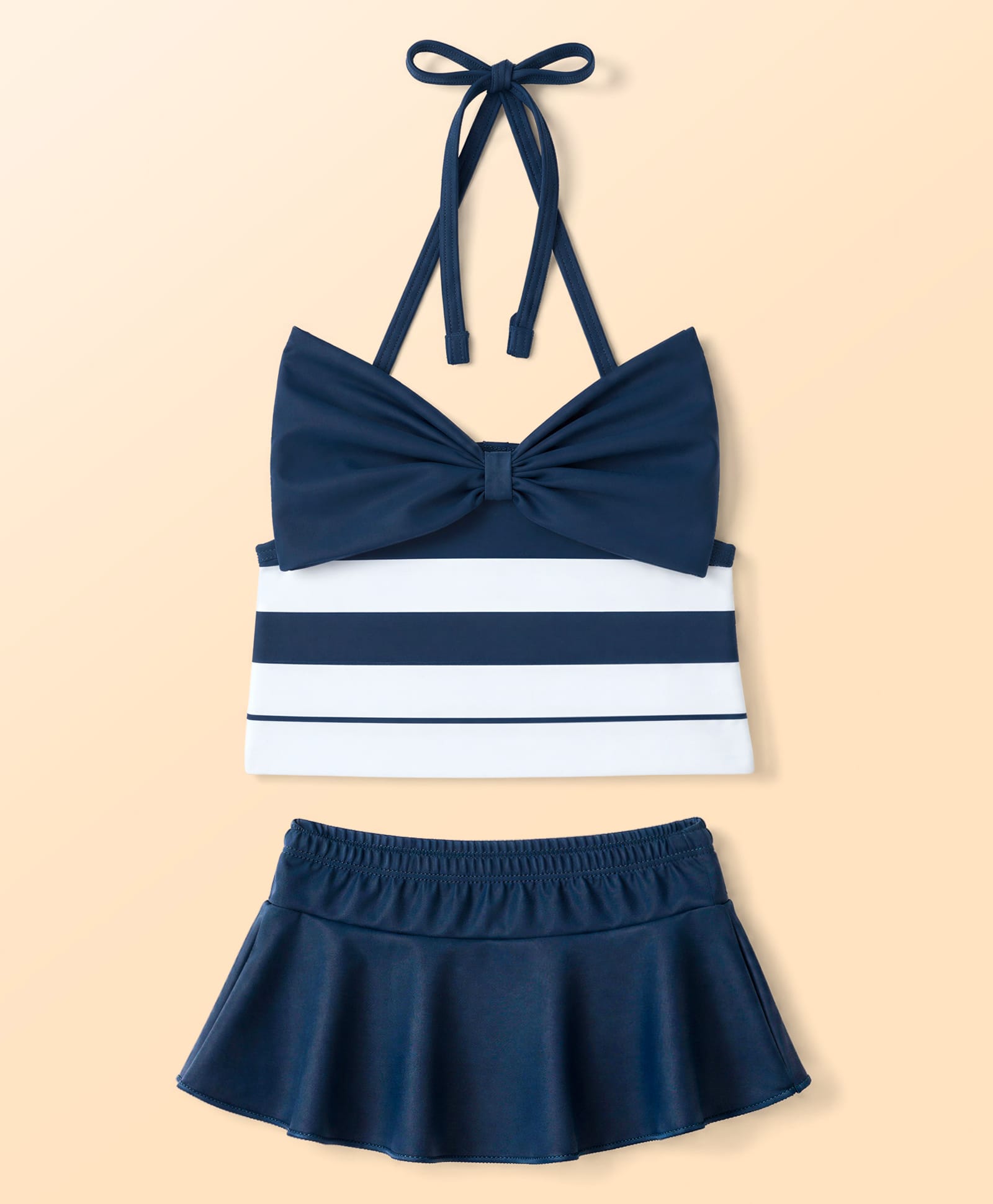 Babyhug Water Repellent Sleeveless Two Piece Striped Swimsuit - Navy-image-19