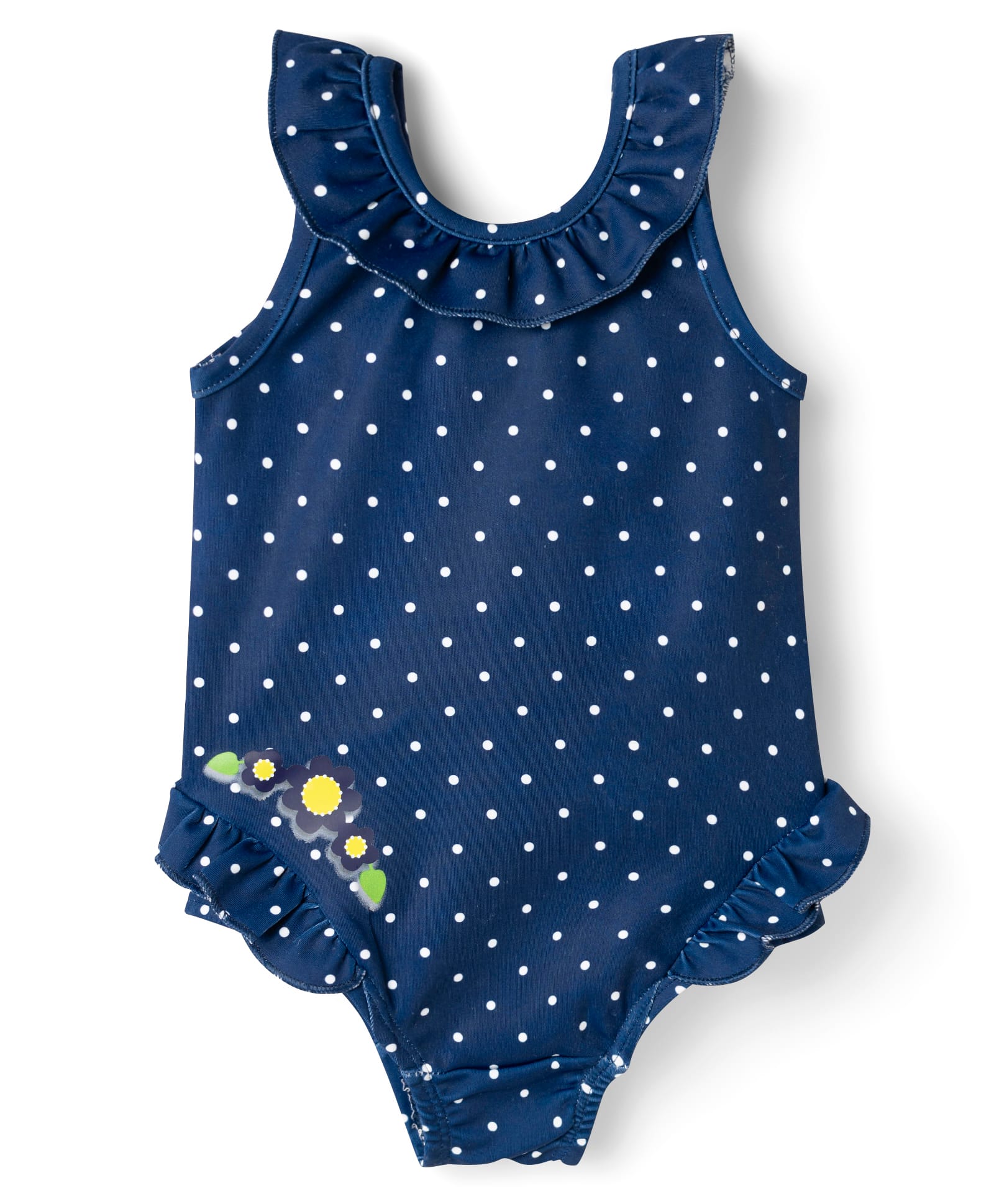 Babyhug Water Repellent Sleeveless Checks V Cut Swimsuit with Floral Print - Navy Blue-image-39