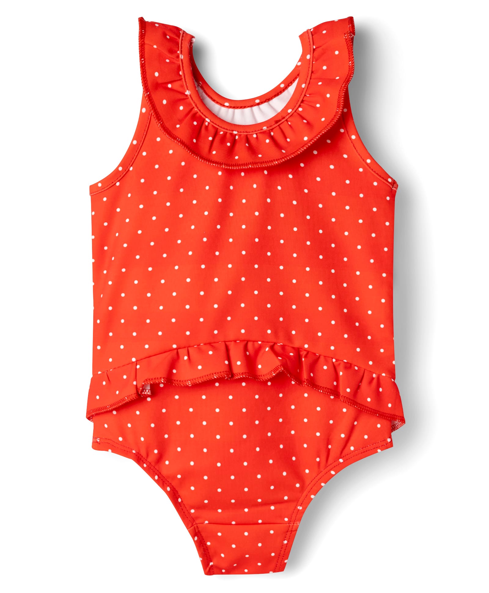 Babyhug Water Repellent Sleeveless V Cut Swimsuit with Polka Dot Print - Red-image-48