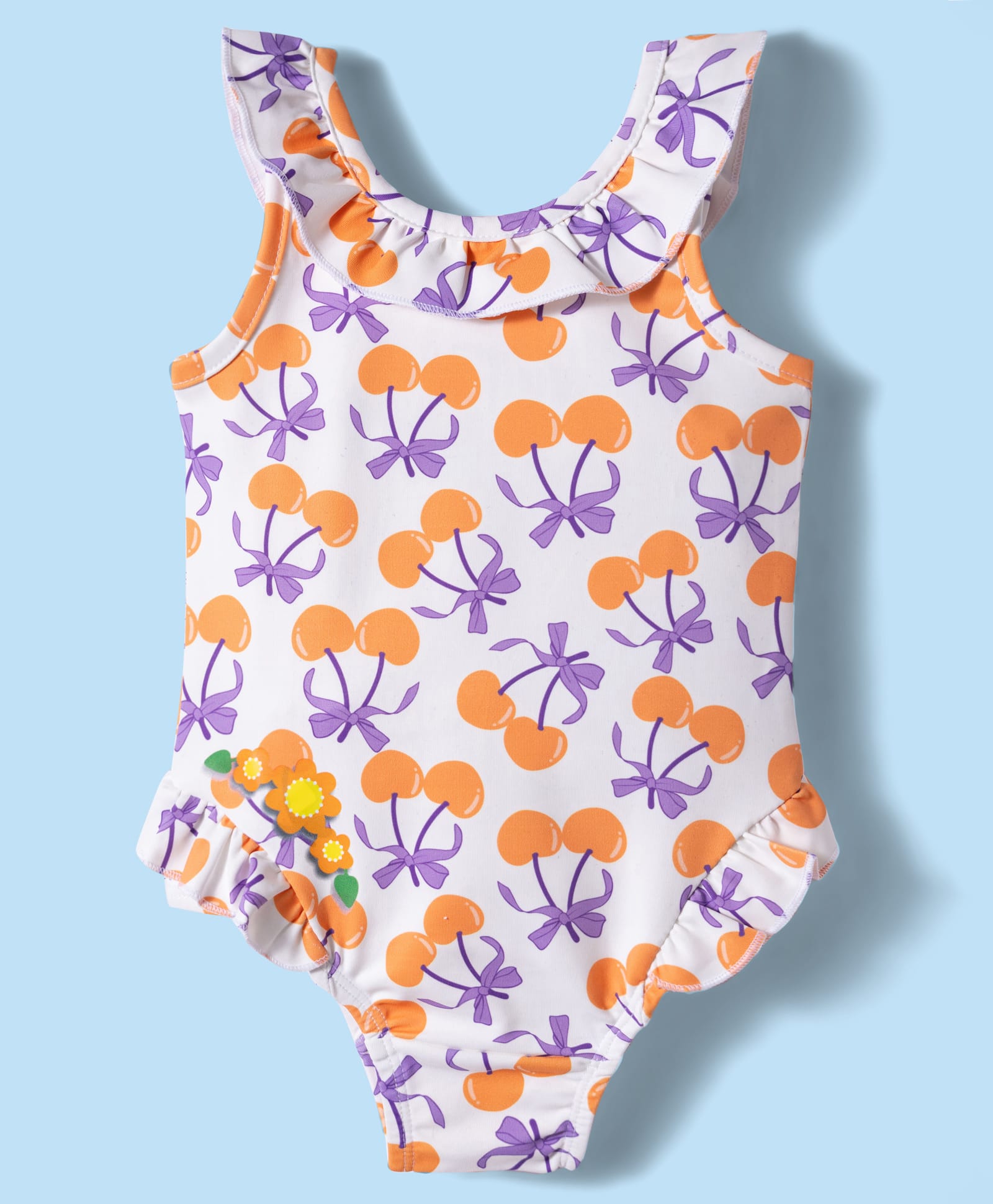Babyhug Water Repellant Lycra Sleeveless V Cut Swimsuit With Fruit Print - Multicolor-image-42