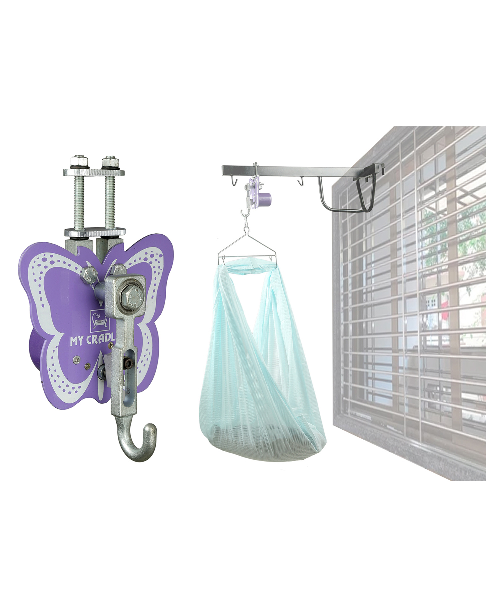 My Cradlle Butterfly Window Hanger Cradle Automatic Motor (Purple) for All Types of Metal Hanger - (Window Hanger and Cloth Joly Not Included)-image-34