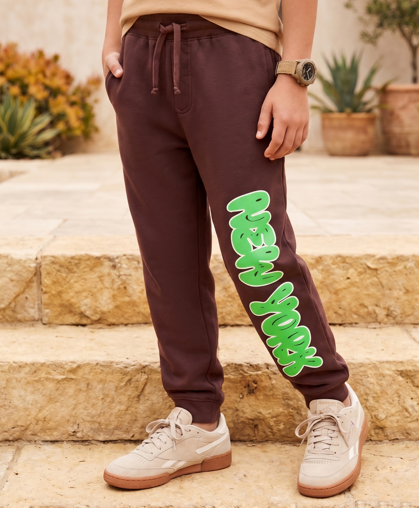 Pine Kids Knit Full Length Text Printed Lounge Pant - Brown-picture-20