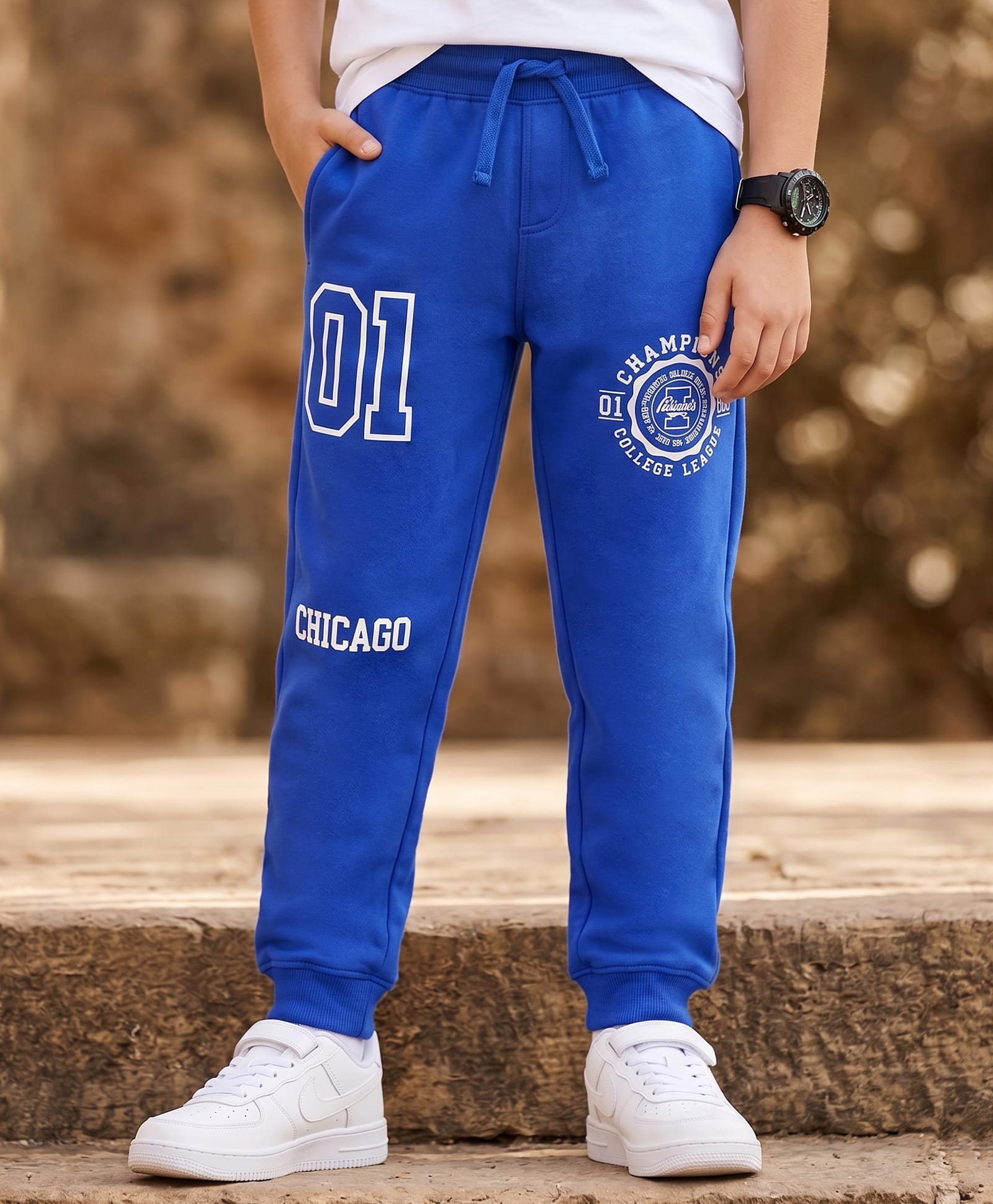 Pine Kids Cotton Knit Full Length Text Printed Lounge Pant - Blue-image-44