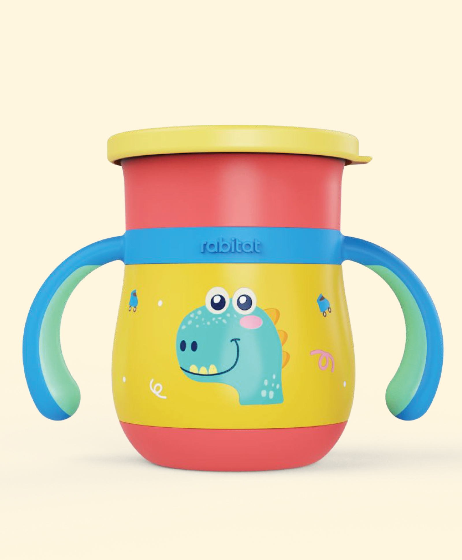 Rabitat Sip Around Stainless Steel Cup Dino Dash Yellow - 390 ml-picture-31