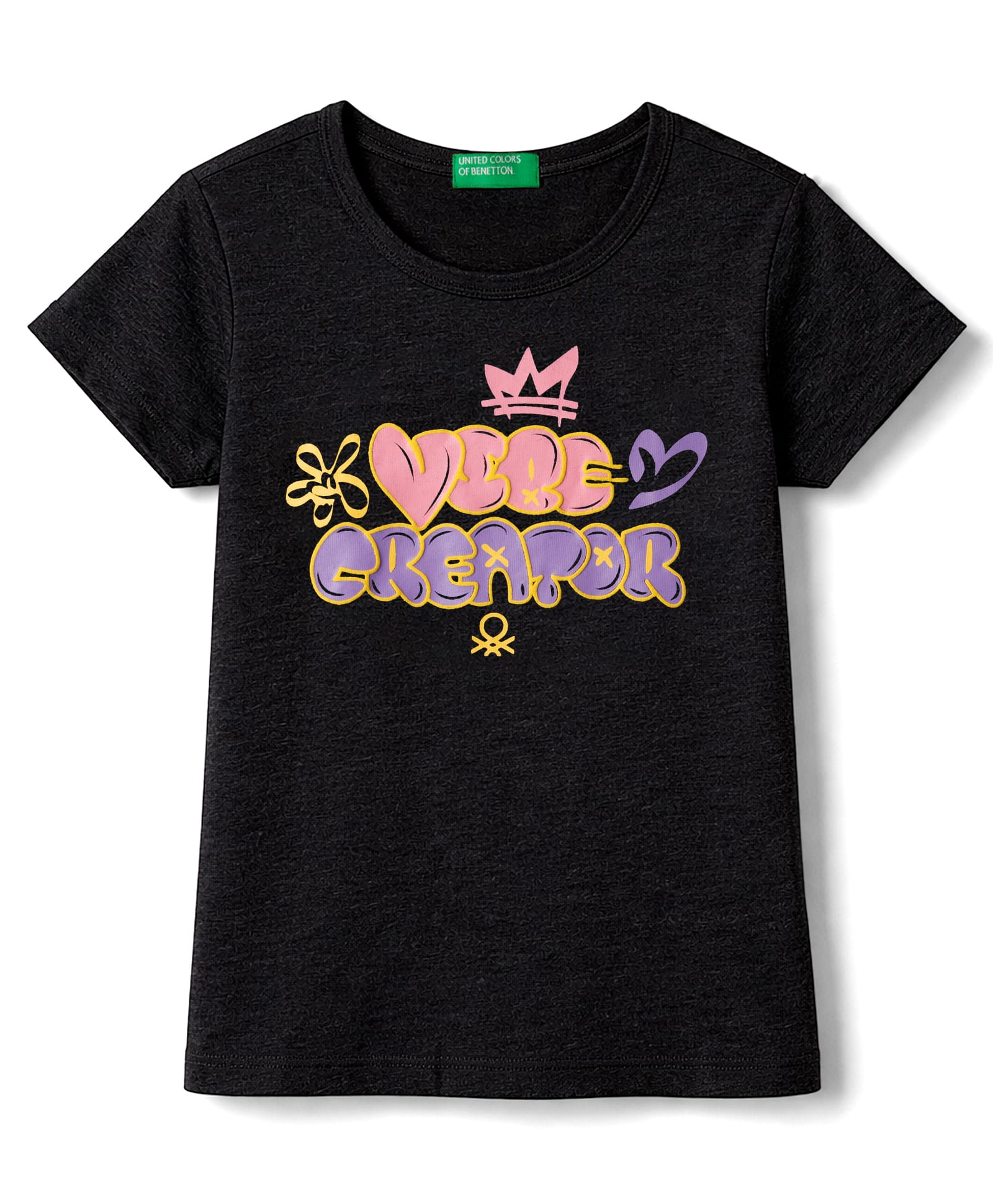 UCB Cotton Knit T-Shirt Graphic Print Round Neck Half Sleeves Black 2-3 Years-image-6