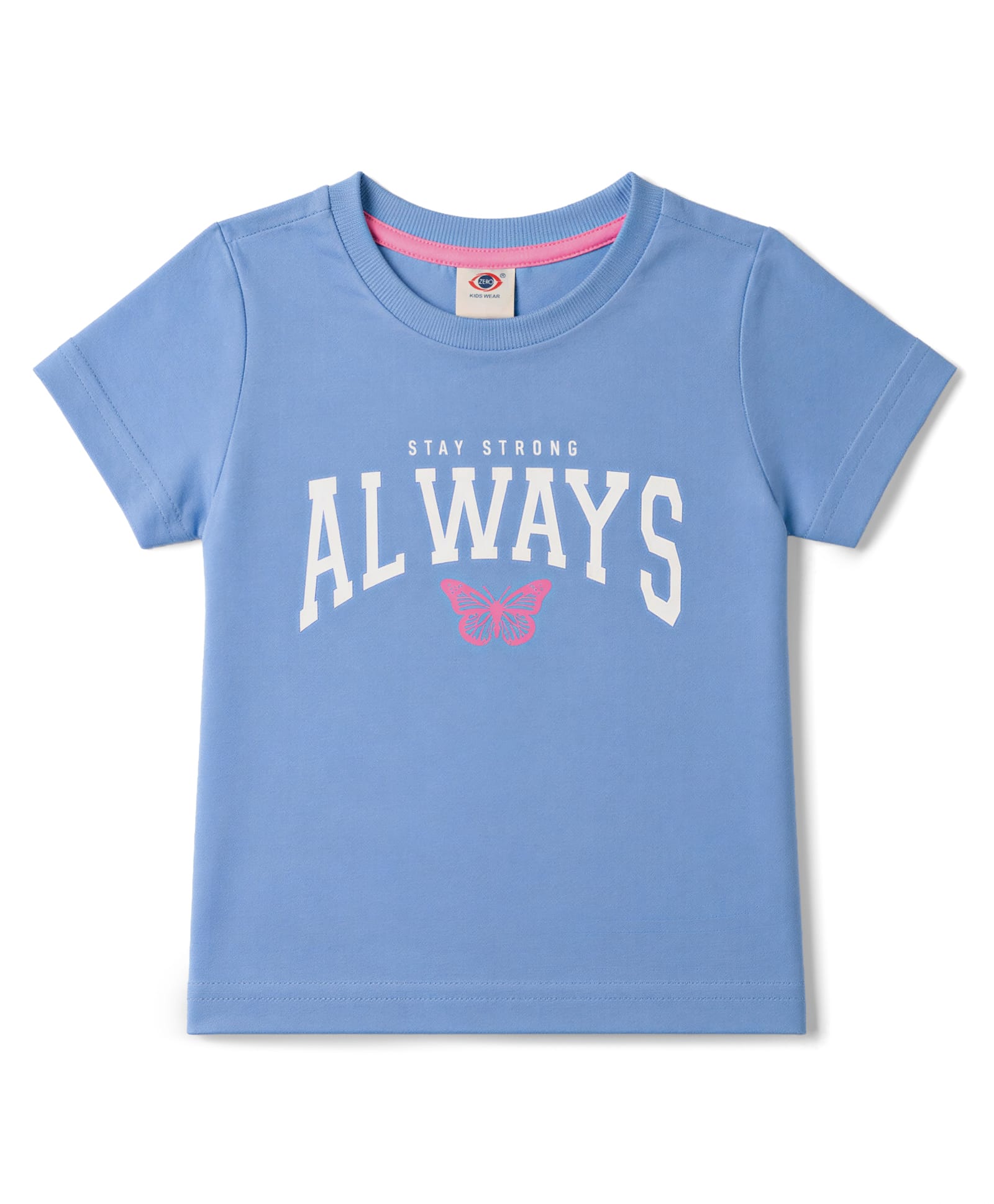 Zero Sinker Knit Half Sleeves Text Printed T-Shirt - Blue-picture-26