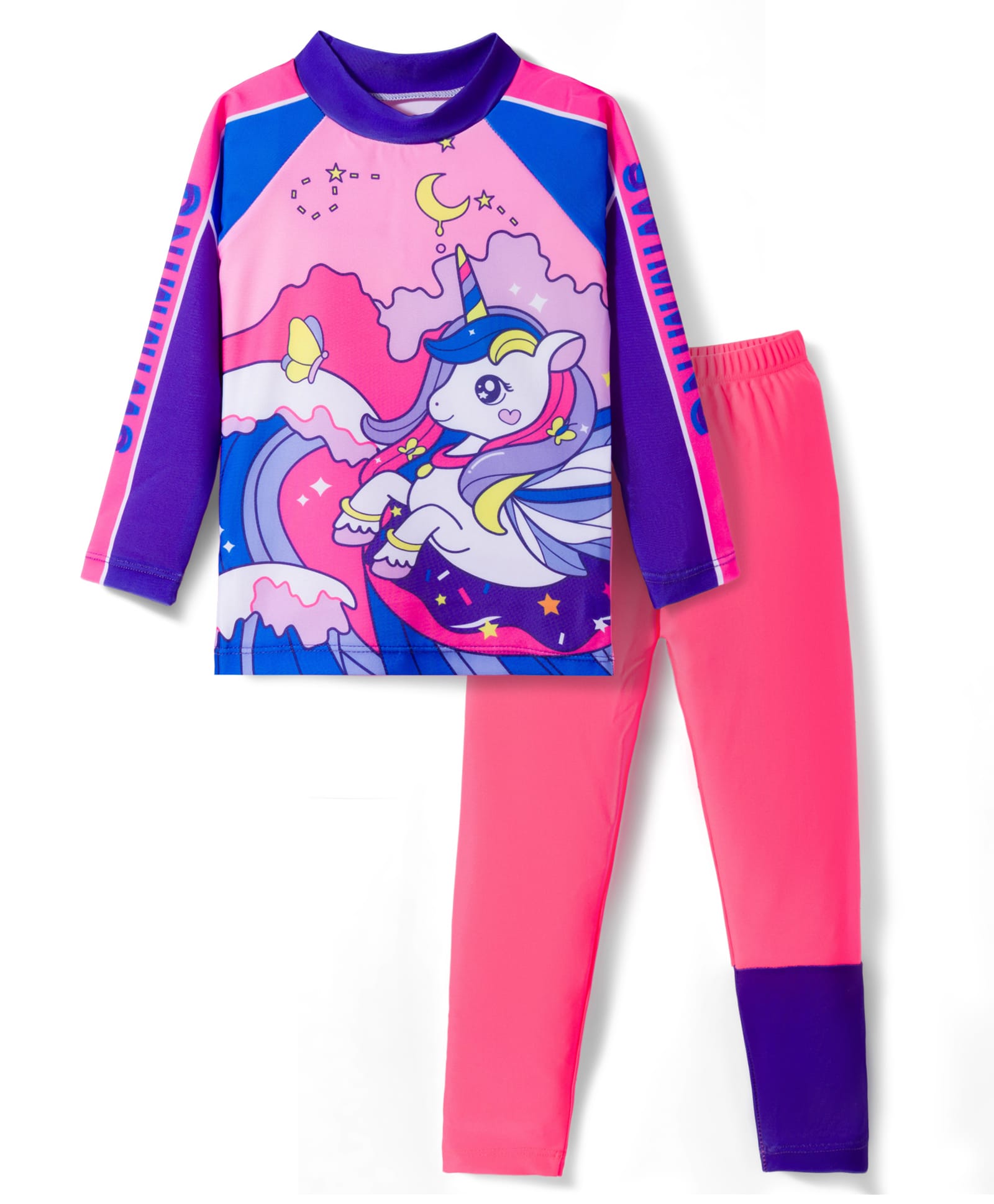 KIDLINGSS Full Raglan Sleeves Unicorn Printed 2 Piece Swimsuit - Pink-picture-12