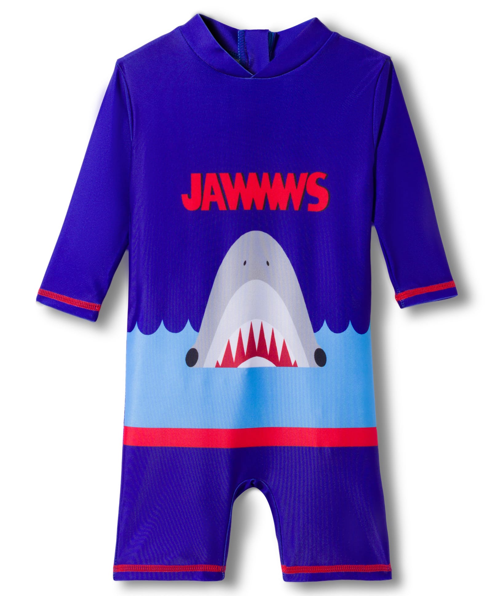 KIDLINGSS Half Raglan Sleeves Shark Printed Legged Swimsuit - Navy Blue-image-46