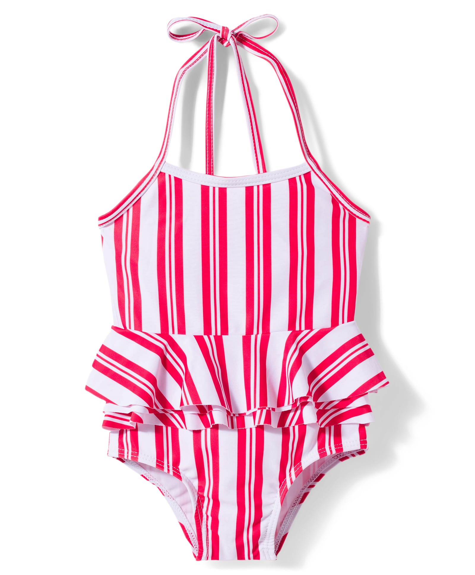 KIDLINGSS Sleeveless Striped & Frill Detailed Swimsuit - Red-image-6