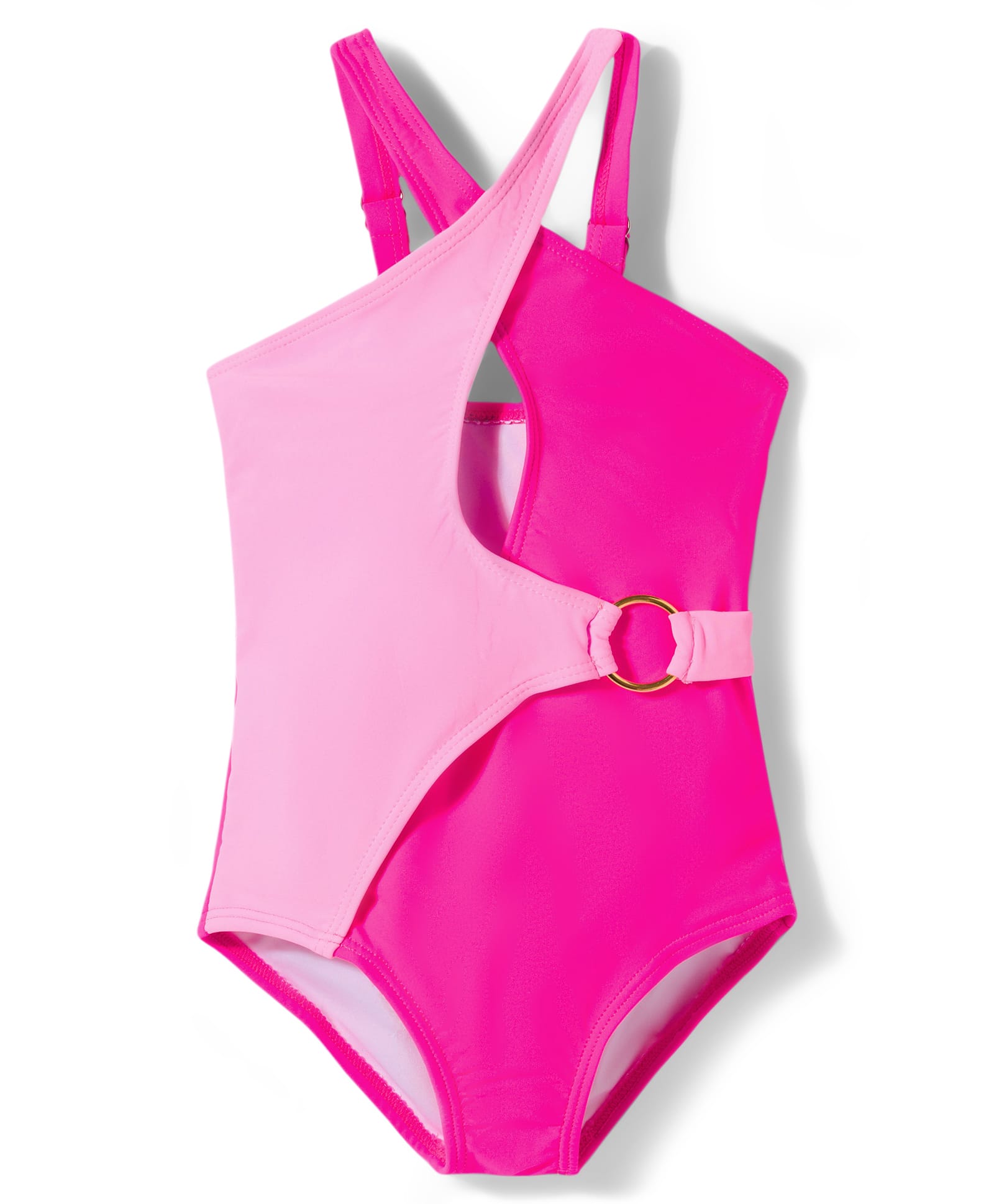 KIDLINGSS Sleeveless Colour Blocked V Cut Swimsuit - Dark Pink-image-45