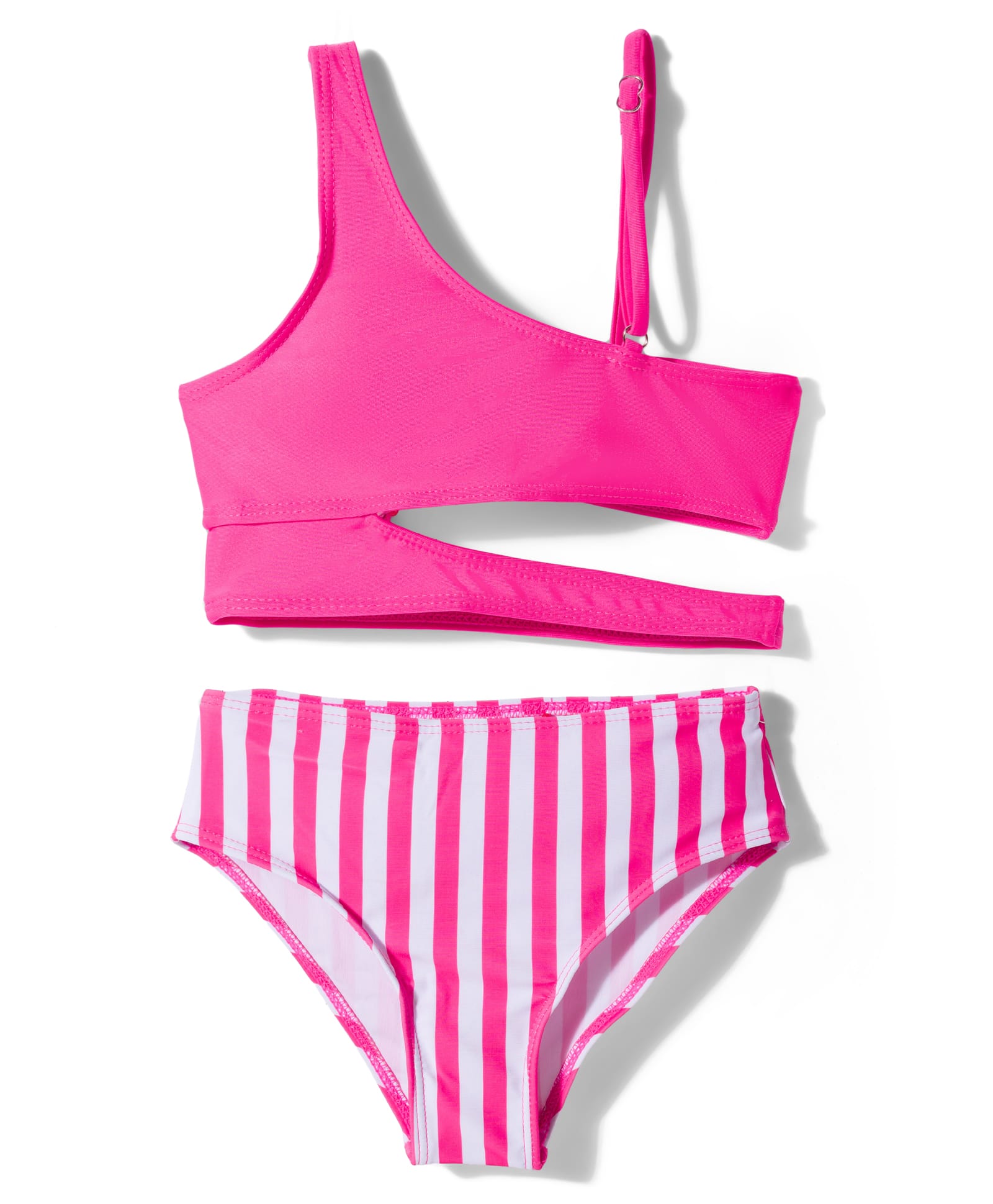 KIDLINGSS Sleeveless Solid & Striped 2 Piece Swimsuit - Dark Pink-image-30