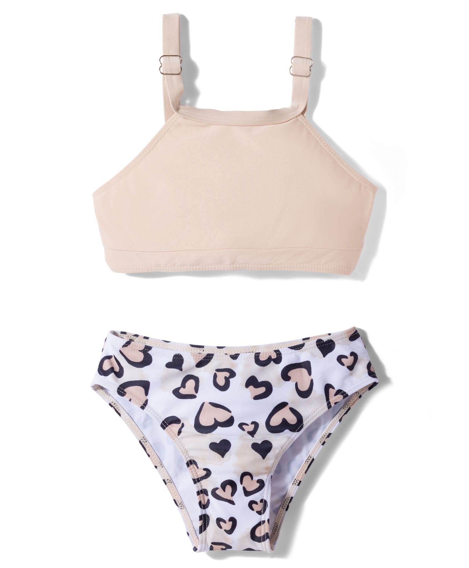 KIDLINGSS Sleeveless Hearts Printed 2 Piece Swimsuit - Beige-image-11