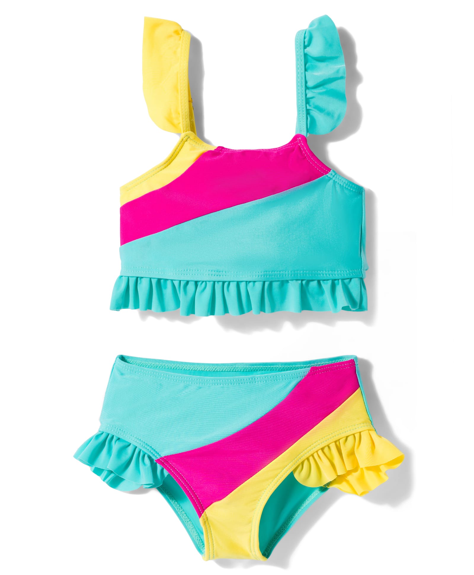 KIDLINGSS Frill Sleeves Colour Blocked 2 Piece Swimsuit - Multi Colour-image-8