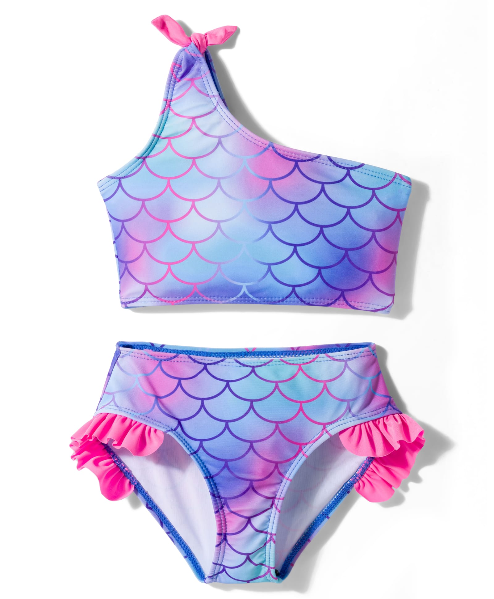KIDLINGSS One Shoulder Mermaid Scales Printed 2 Piece Swimsuit - Purple-image-5