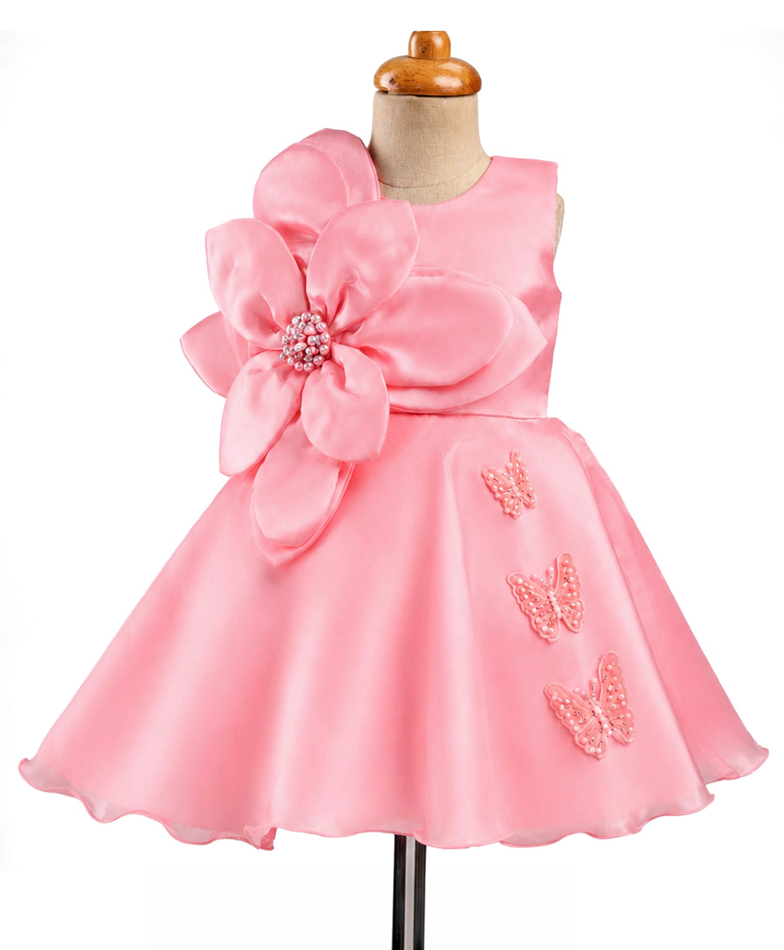 Enfance Net Woven Sleeveless Butterfly & Flower Applique Party Dress - Pink-picture-40