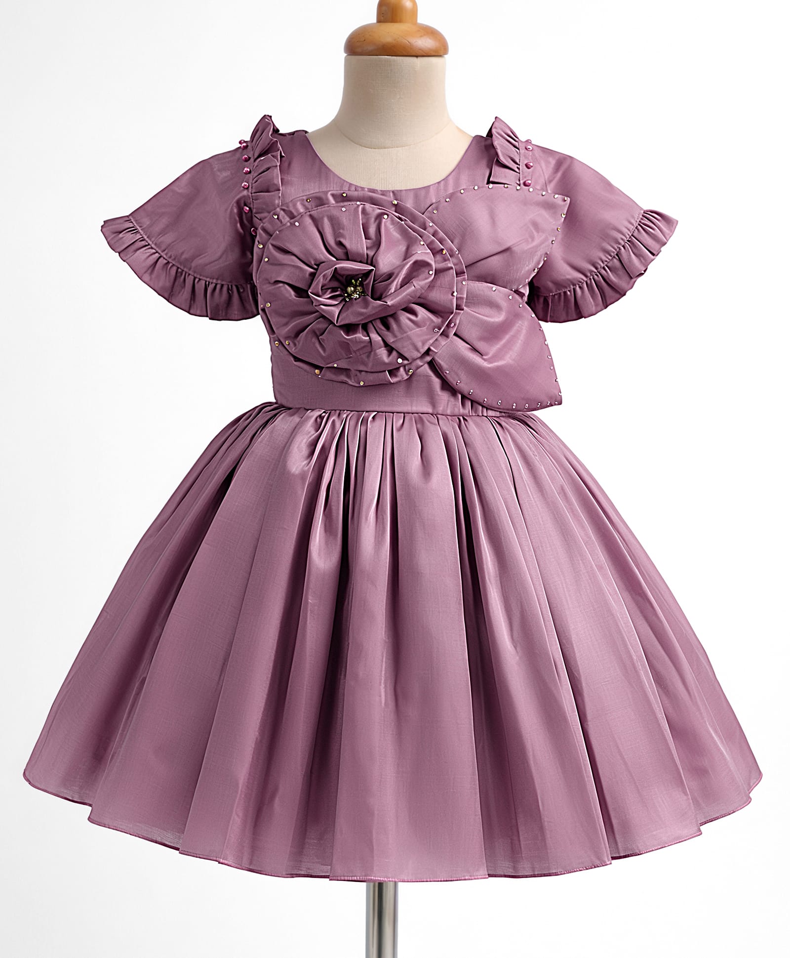 Enfance Woven Half Sleeves Flower Applique Party Dress - Lilac-image-38