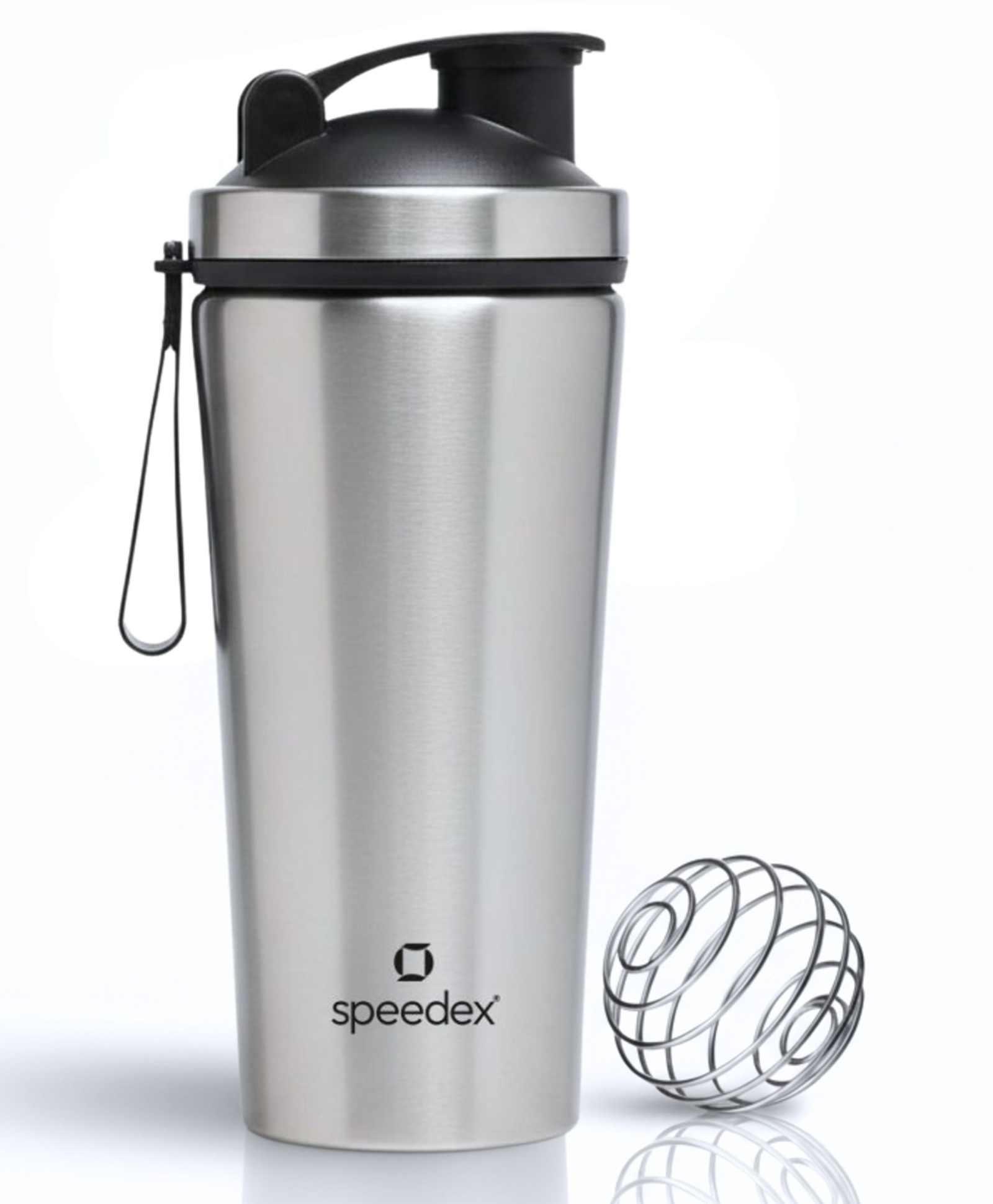 YouFit Stainless Steel Gym Shaker Bottle 750ml with Mixing Ball | Leakproof, Wide Mouth, Flip Cap, Metal Shaker for Men & Women | Silver-image-2