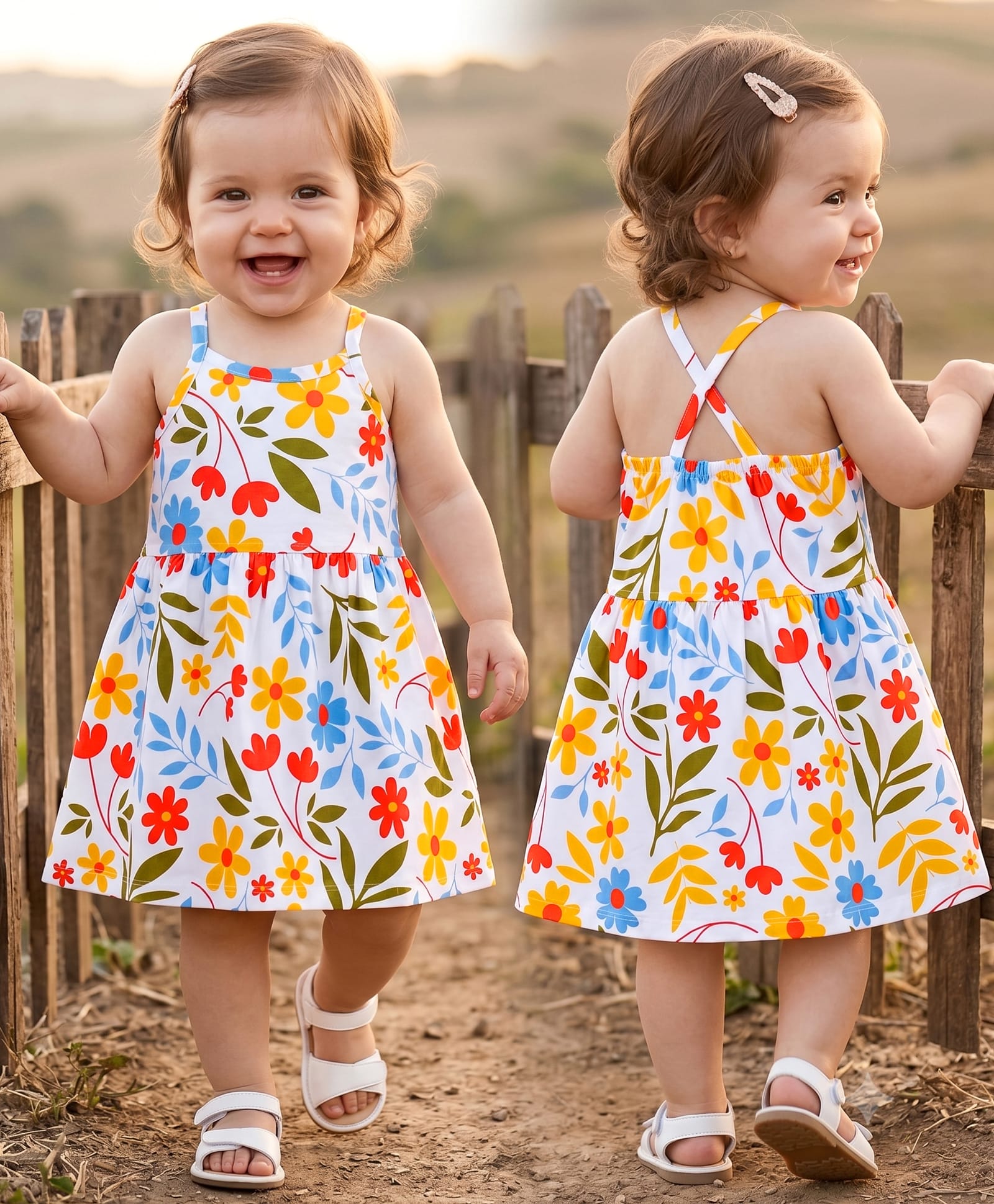 Doodle Poodle Single Jersey Knit Sleeveless Frock & Bloomer With Floral Print - White-picture-22