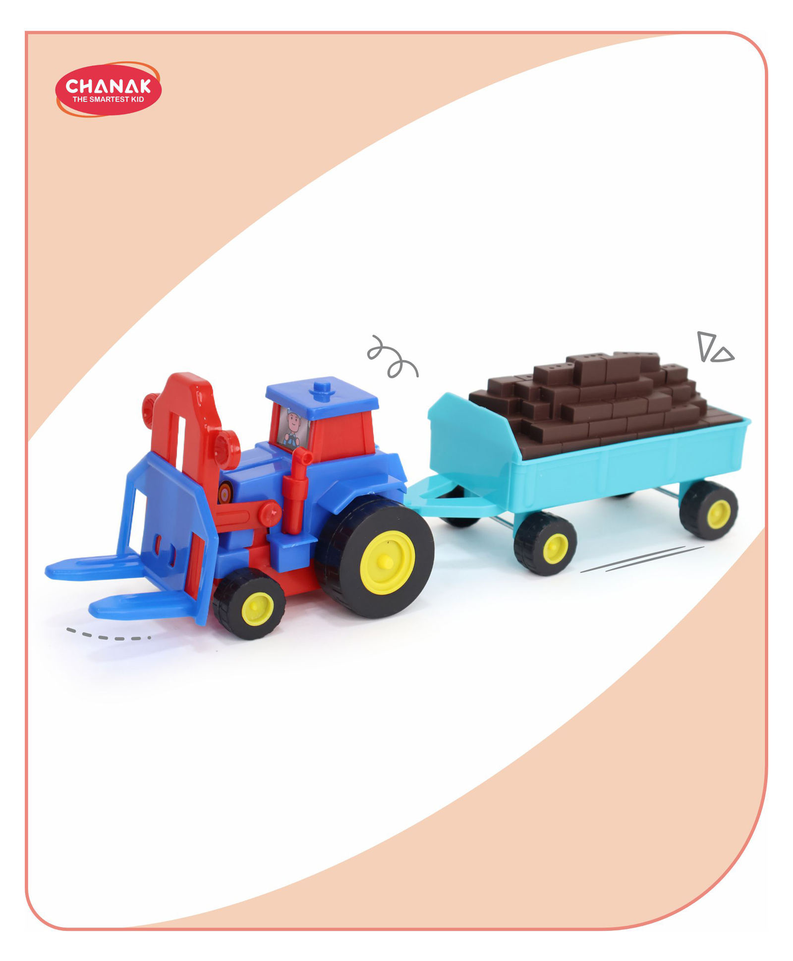 Aditi Toys Plastic Tractor Construction Toy Set for Kids, Friction Powered Tractor with Bricks Trolley for Boys, Suitable for Kids.-image-8