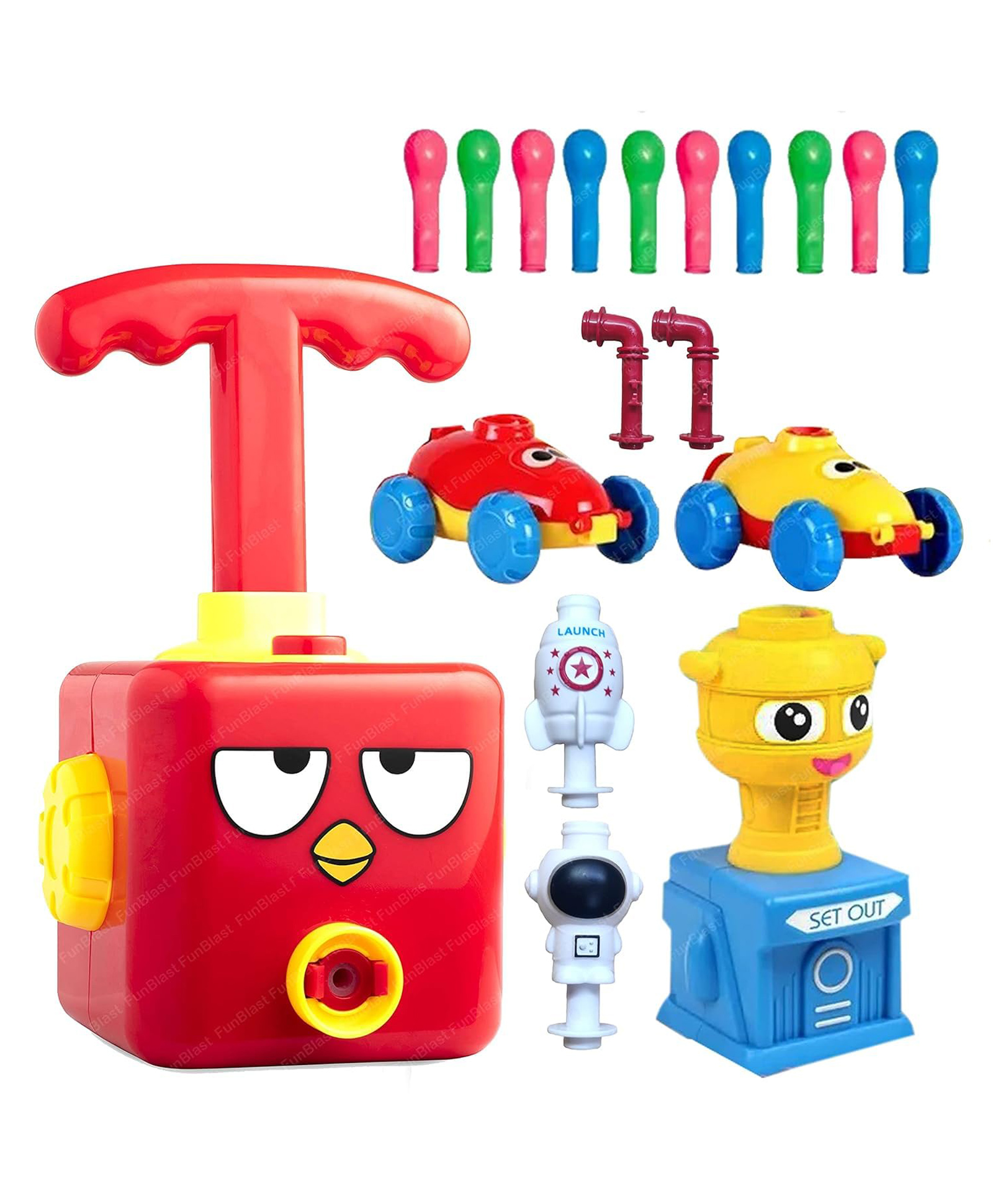 FunBlast Manual Pumping Balloon Launcher with Toy Cars for Kids (Red Bird)-image-38