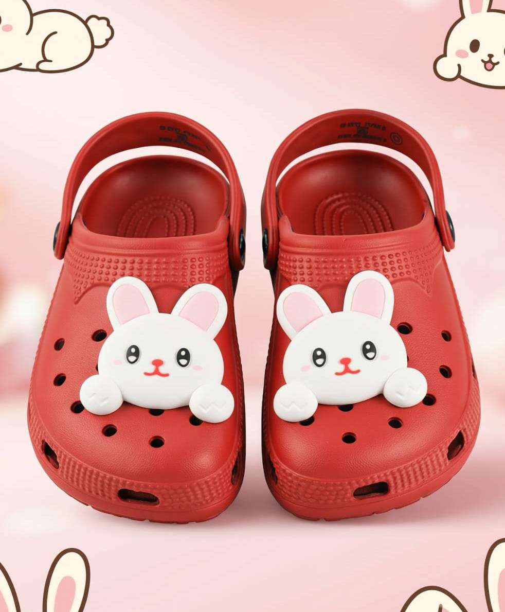 Yellow Bee Bunny Applique Detailed Perforated Slingback Clogs - Red-image-40