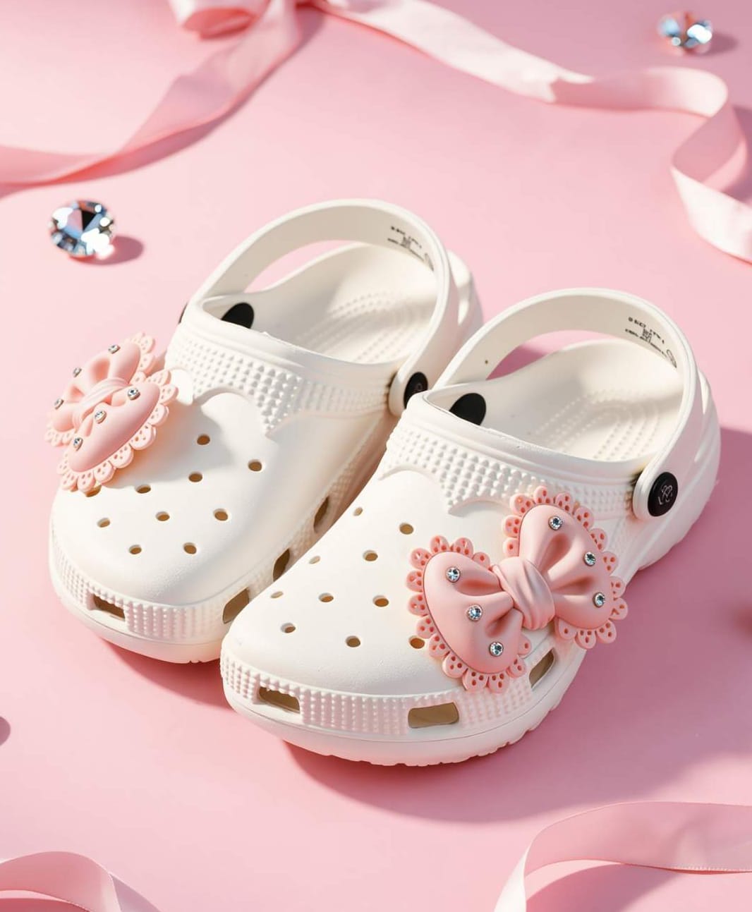 Yellow Bee Bow Applique Detailed Perforated Slingback Clogs - White-picture-19