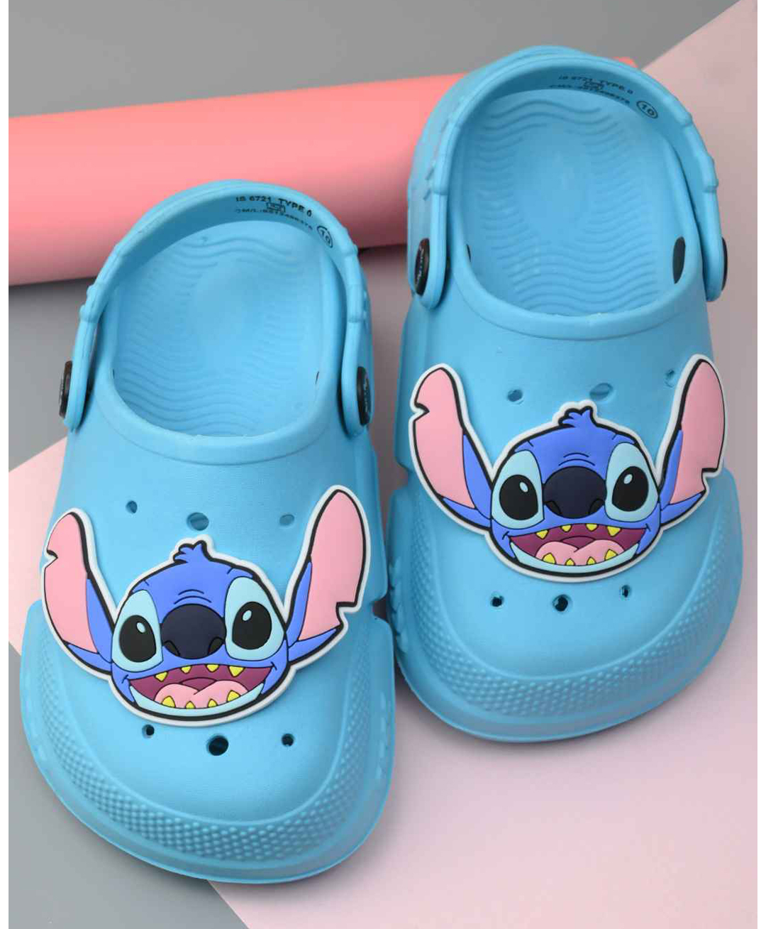 Yellow Bee Disney Featuring Lilo & Stitch Character Applique Detailed Perforated Slingback Clogs - Blue-picture-18