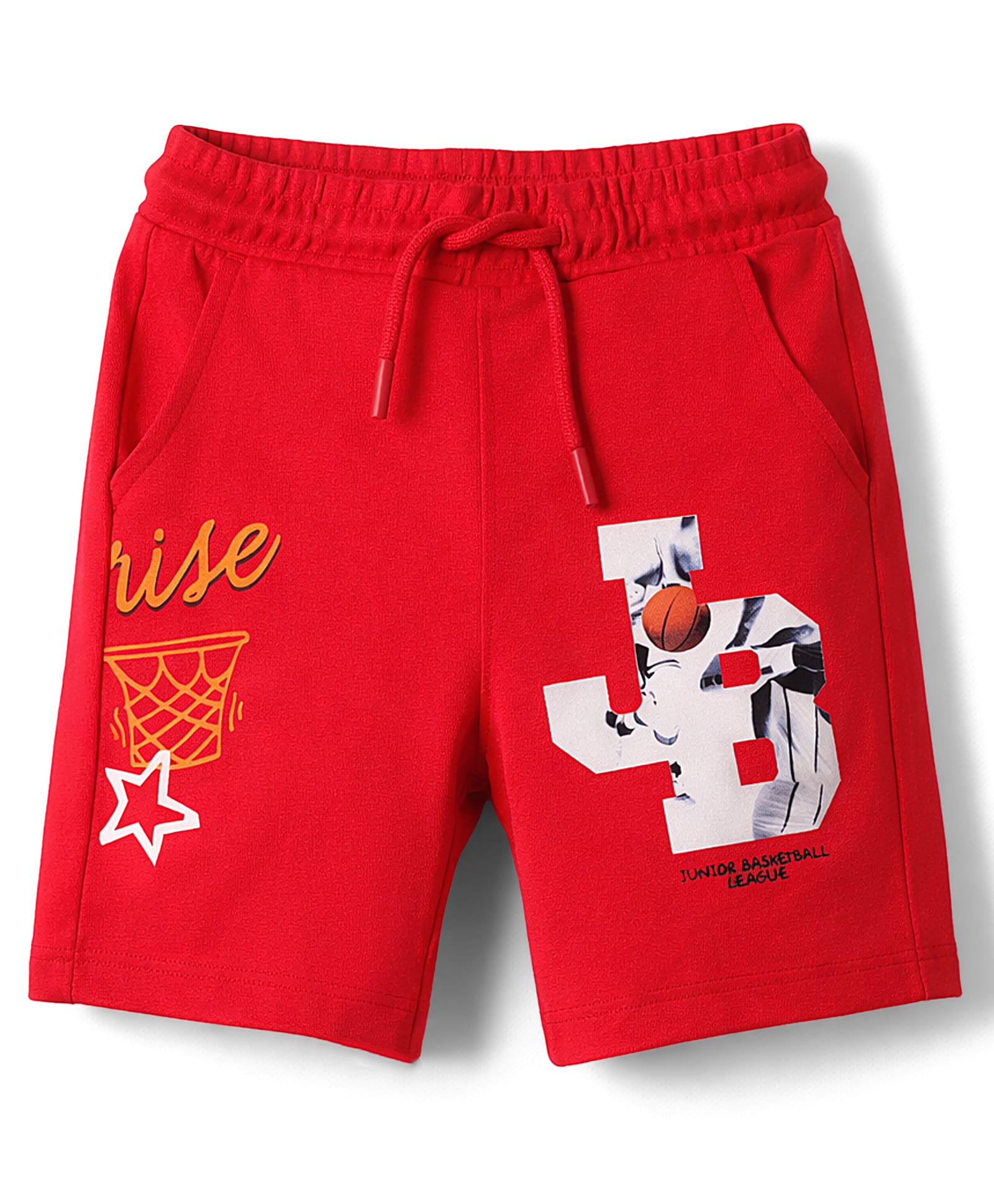 UCB Cotton Knit Knee Length JB Basketball Printed Shorts - Red-picture-11