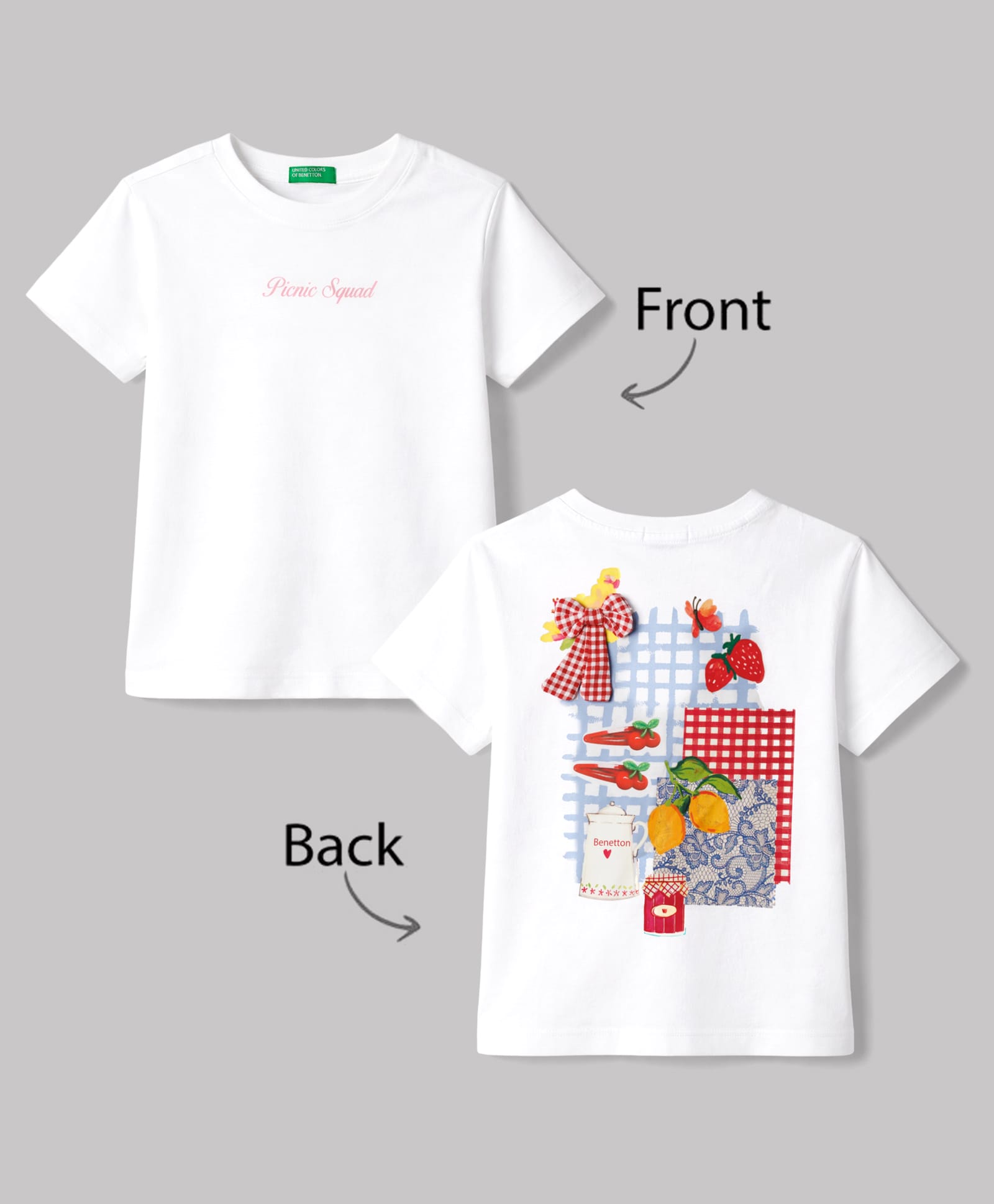 UCB Cotton Knit T-Shirt Half Sleeves Crew Neck Longline Front & Back Print - White-picture-28