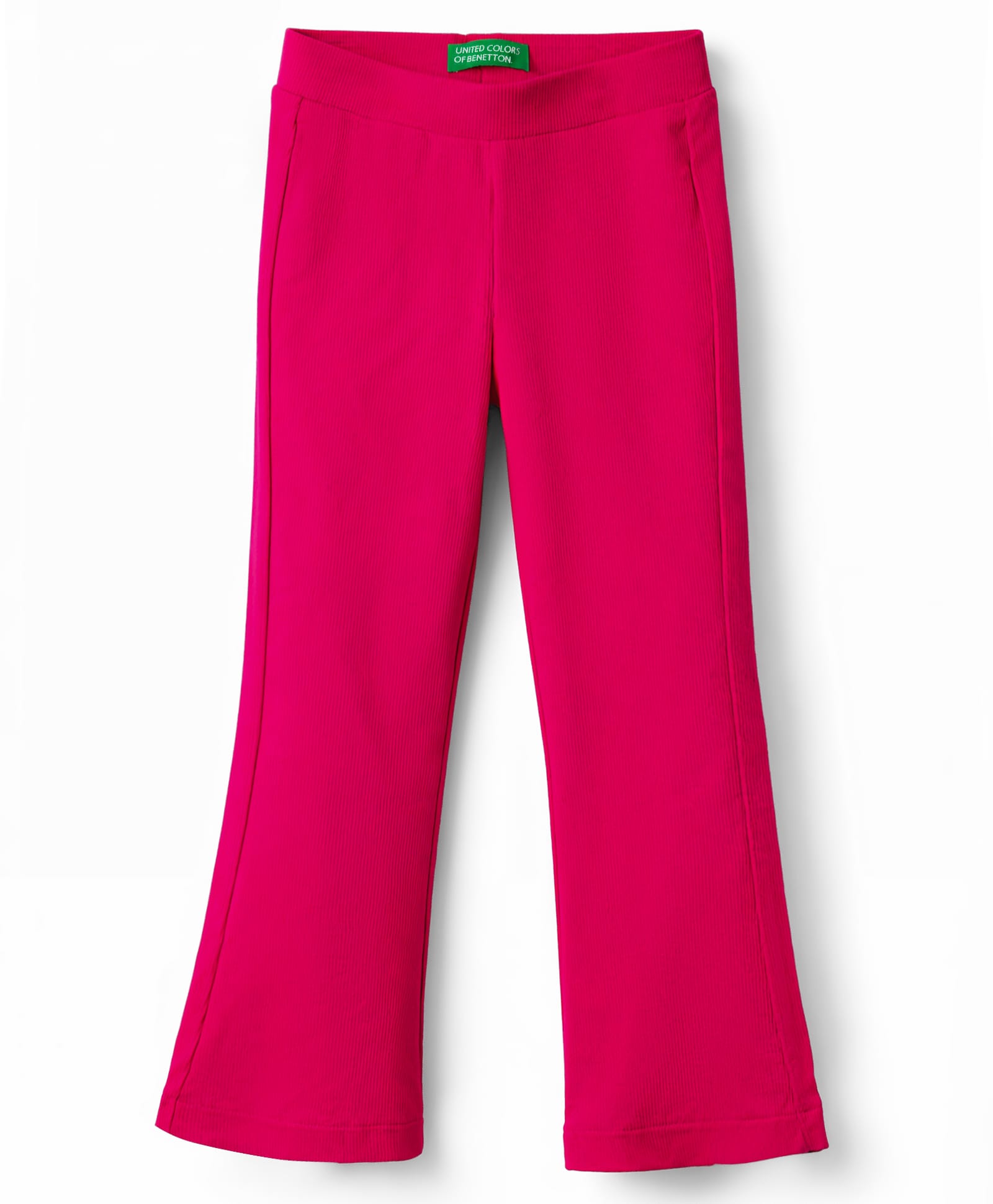 UCB Cotton Elastane Knit Full Length Solid Rib Bootcut Leggings - Fuchsia-image-10