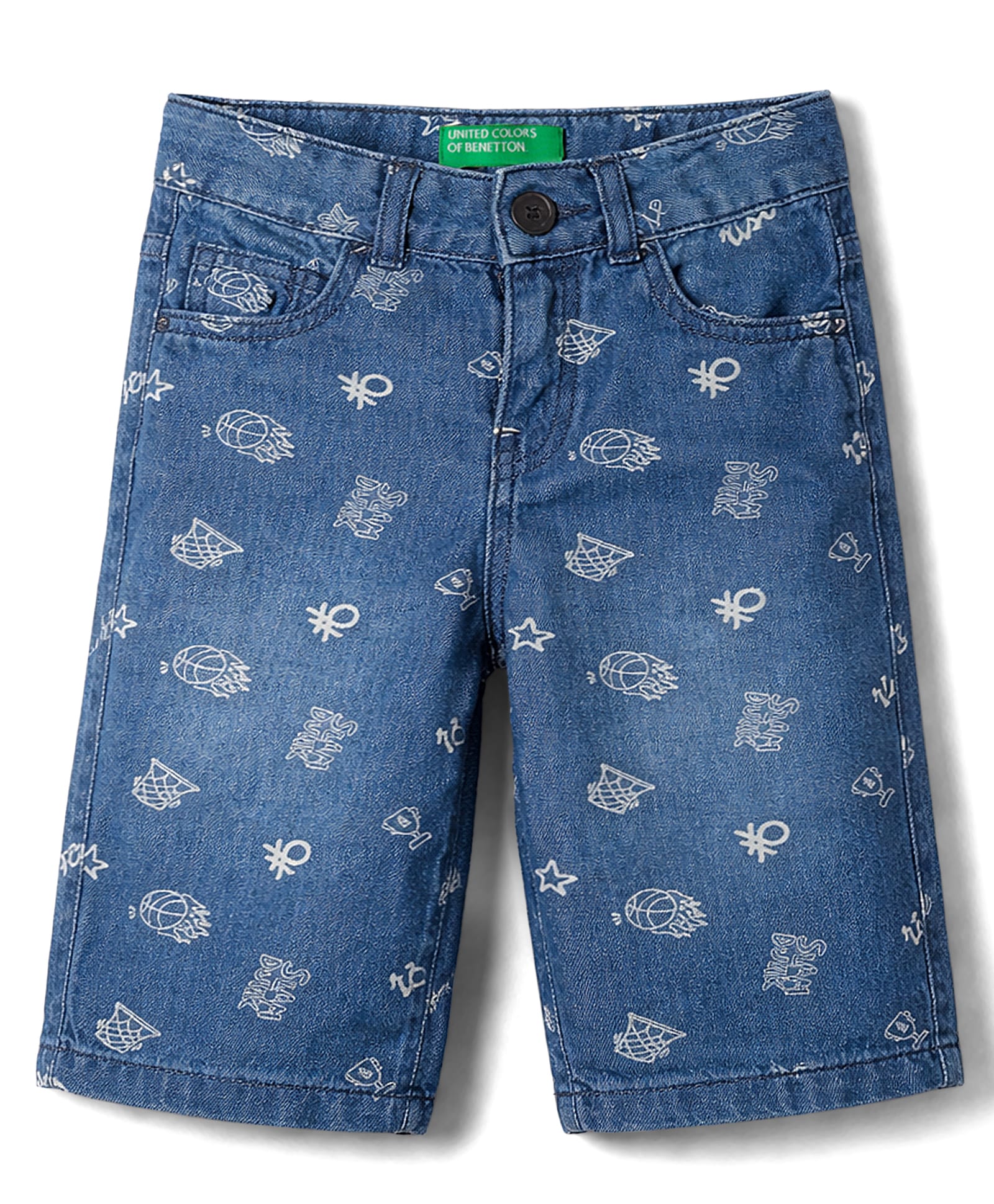 UCB Cotton Woven Knee Length Shorts with Basketball Print - Blue-picture-9