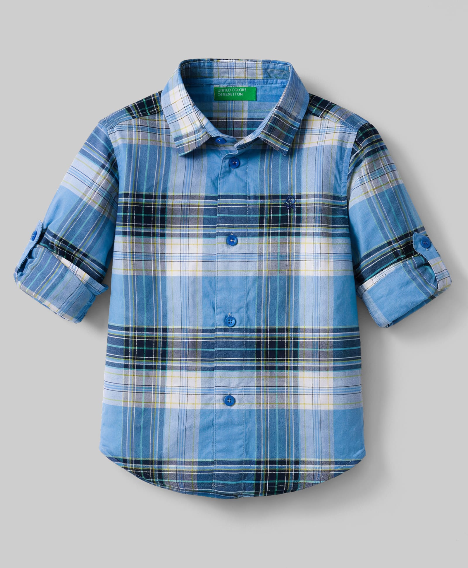 UCB Cotton Woven Shirt Full Sleeves Oxford Check Blue 3-4 Years-image-37