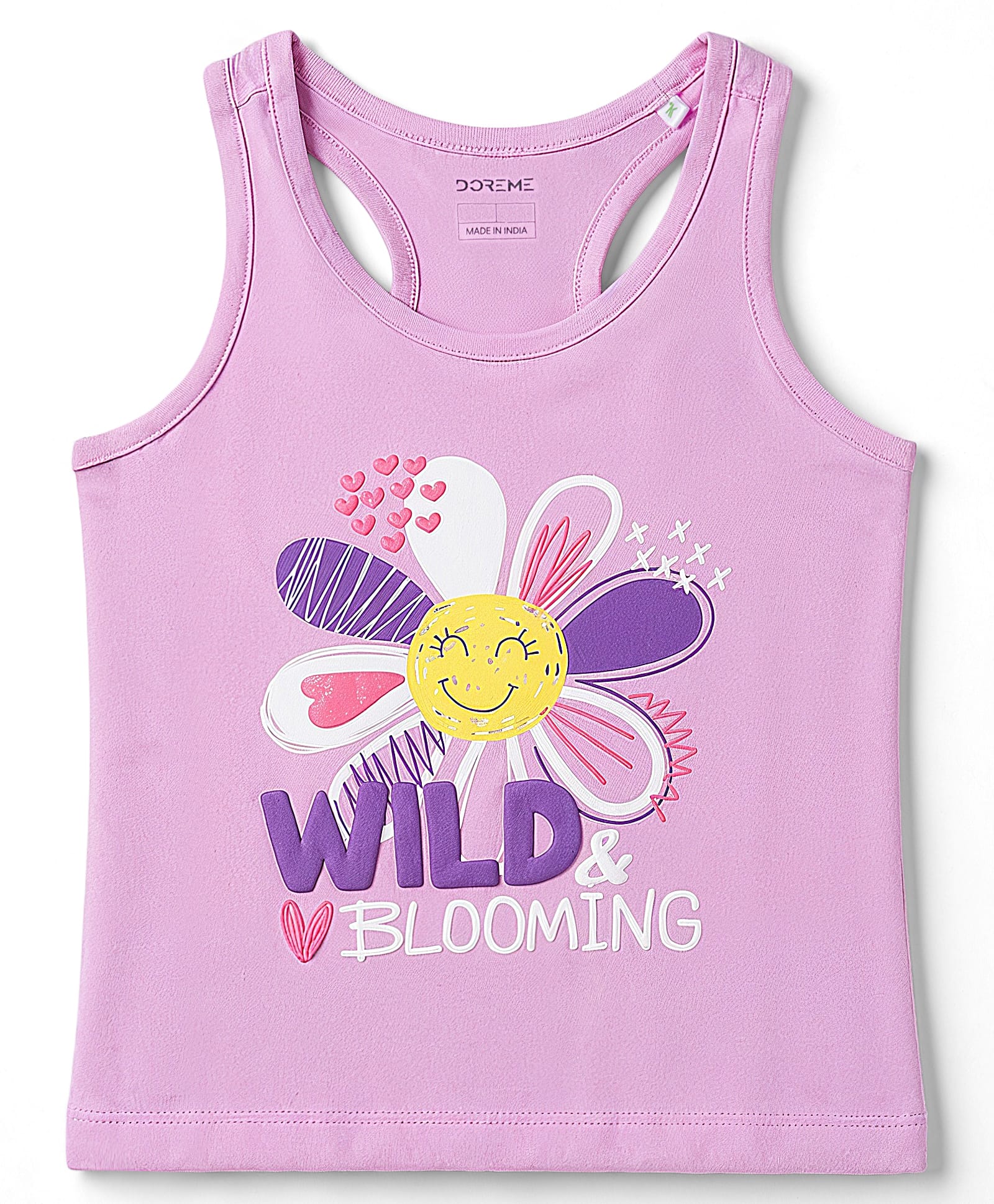 Doreme Sinker Knit Sleeveless Floral & Hearts Printed Tank T-Shirt - Mauve-image-29