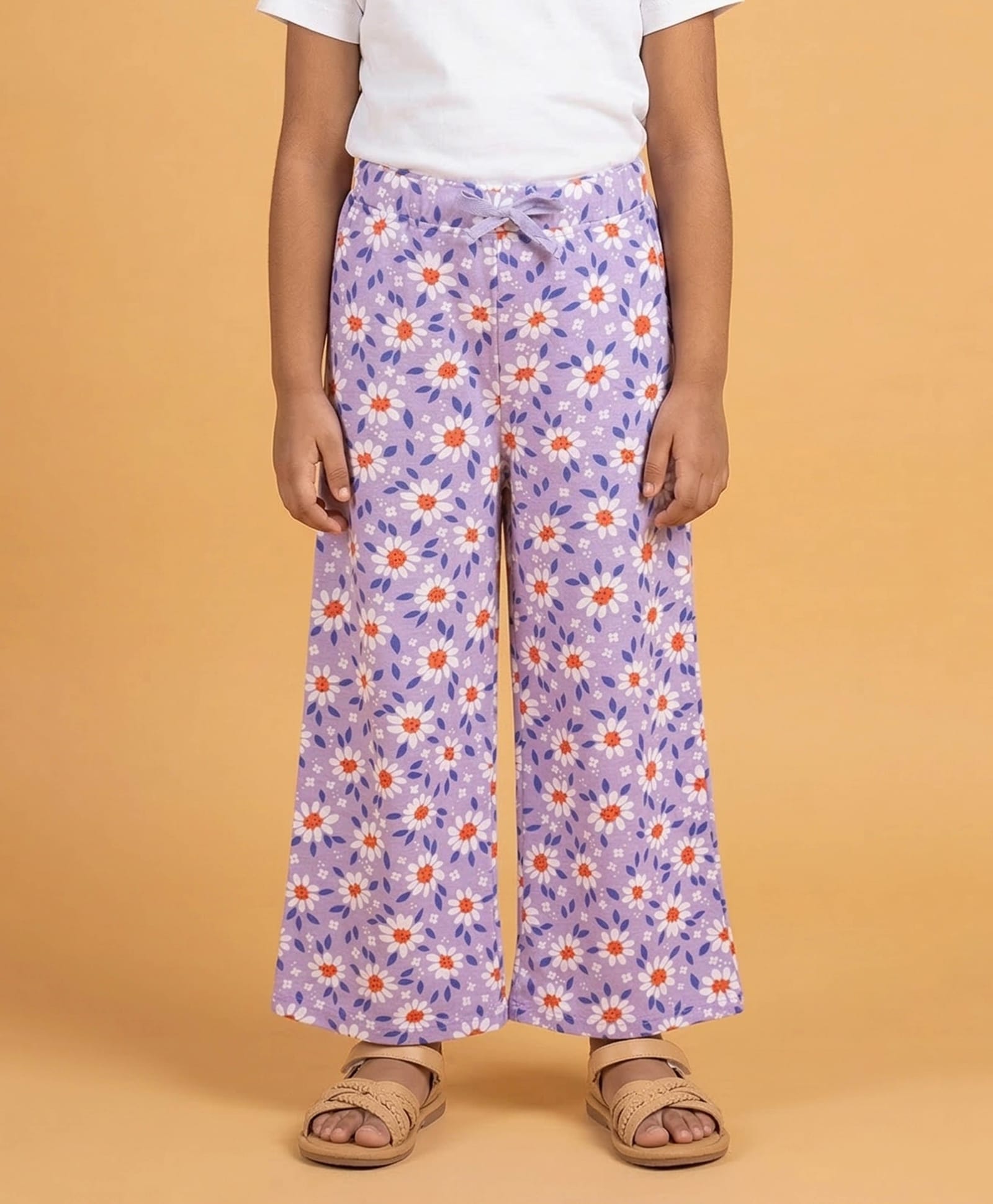 Kiddopanti Cotton Knit Floral Printed Pajama - Lavender-picture-28