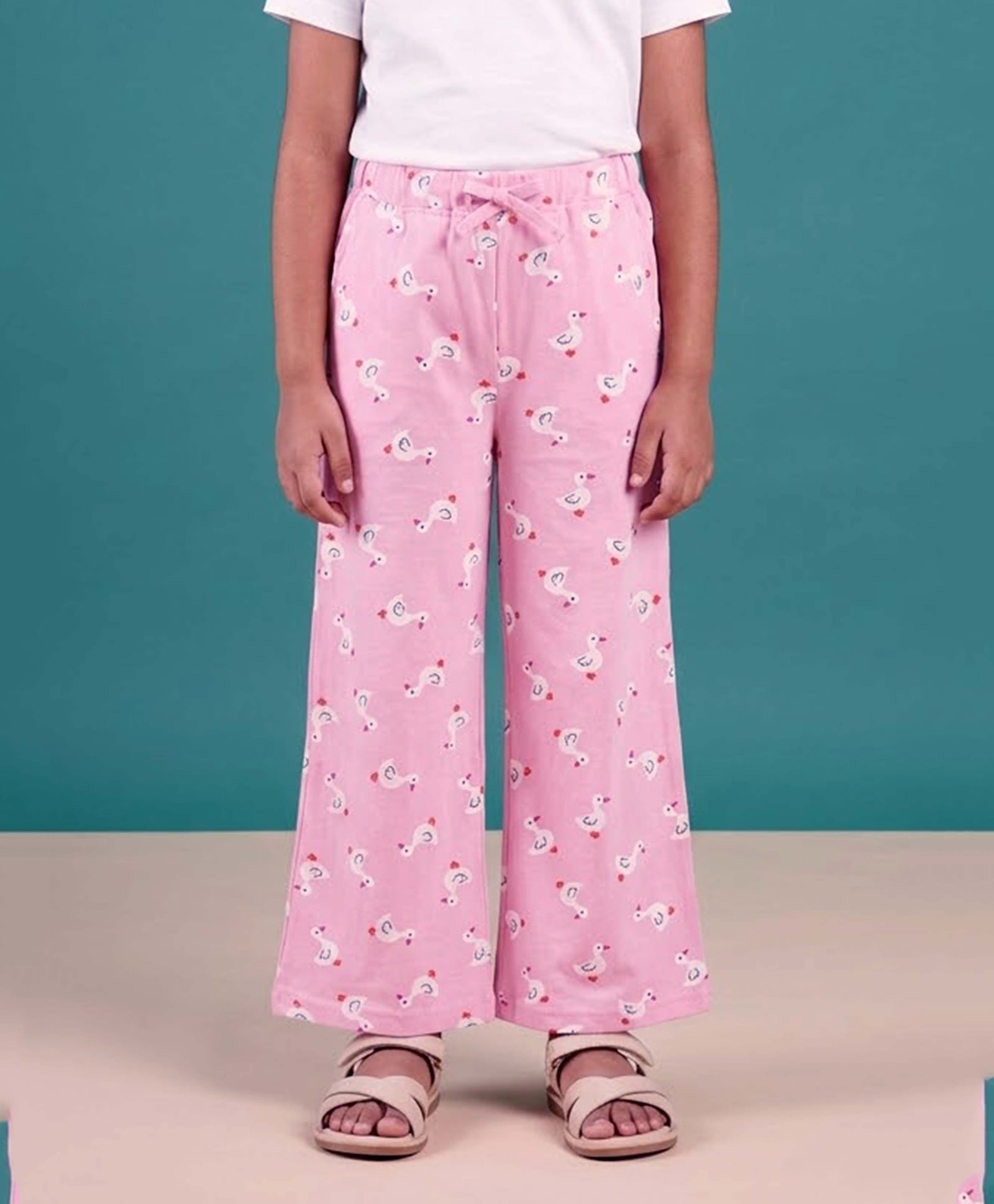 Kiddopanti Cotton Knit Ducks Printed Pajama - Blush Pink-picture-27