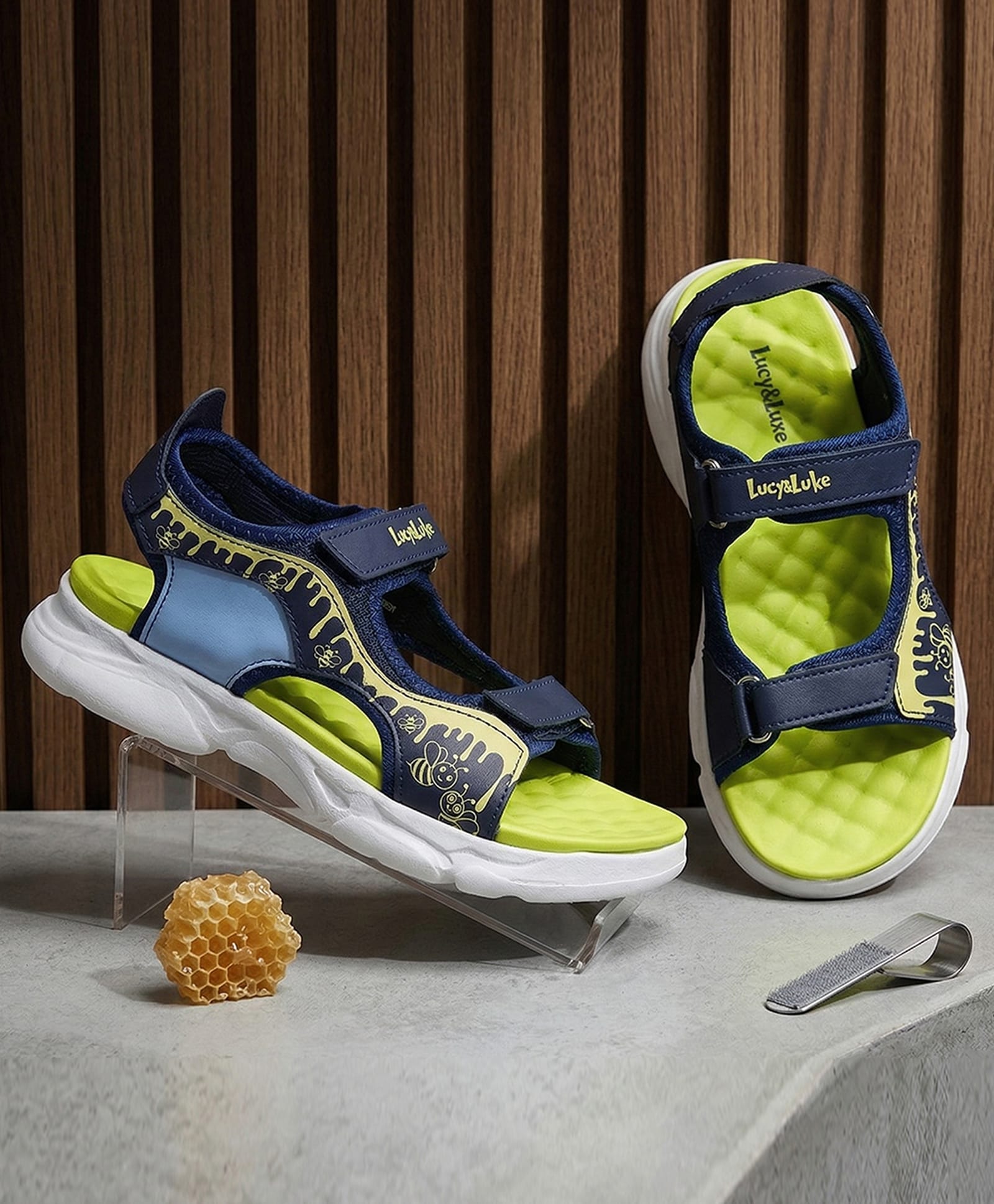 LIBERTY Bees Designed Velcro Closure Sandals - Navy Blue-picture-22