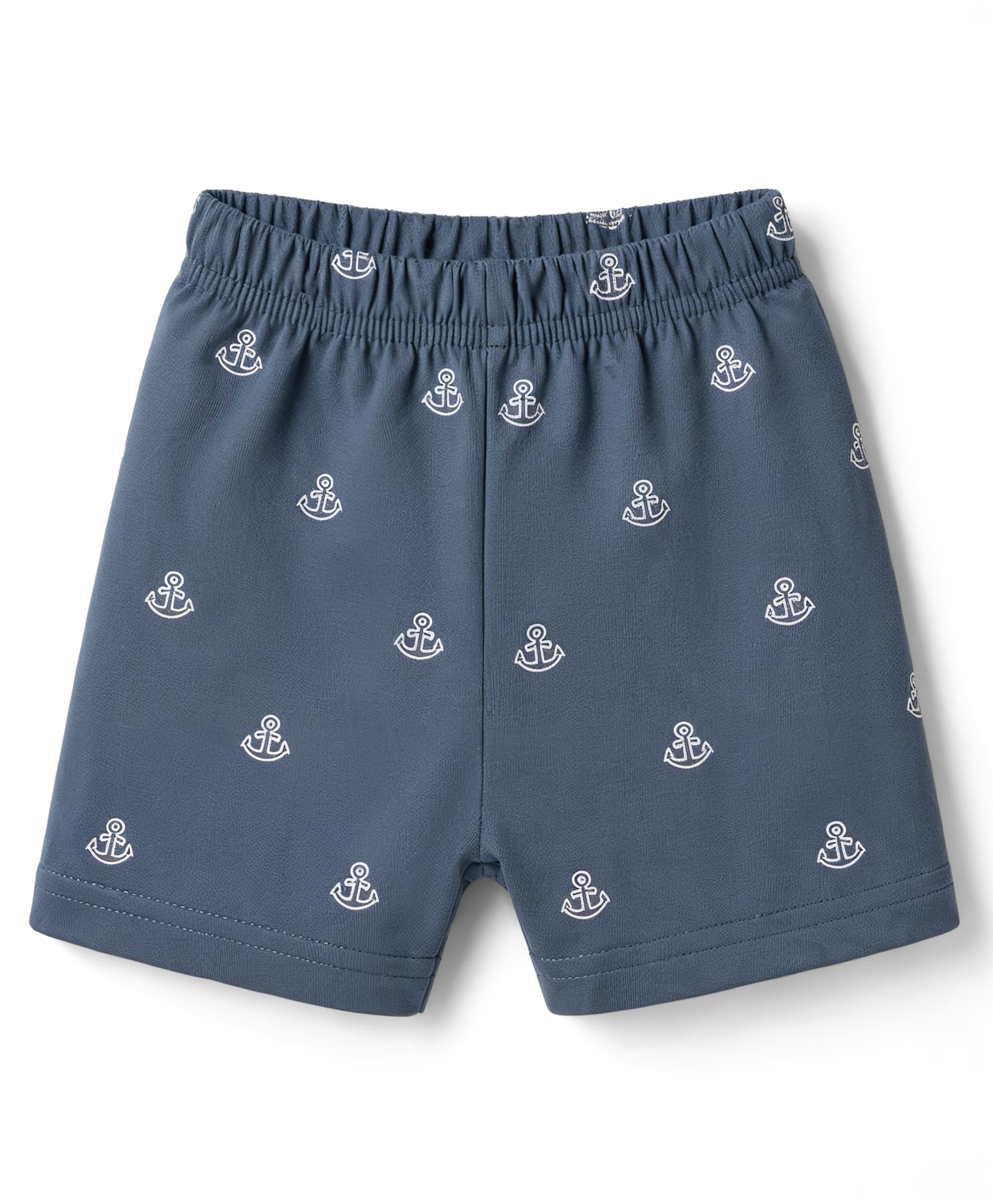 Pink Rabbit Sinker Knit Knee Length Shorts With Nautical Theme Print - Blue-picture-14