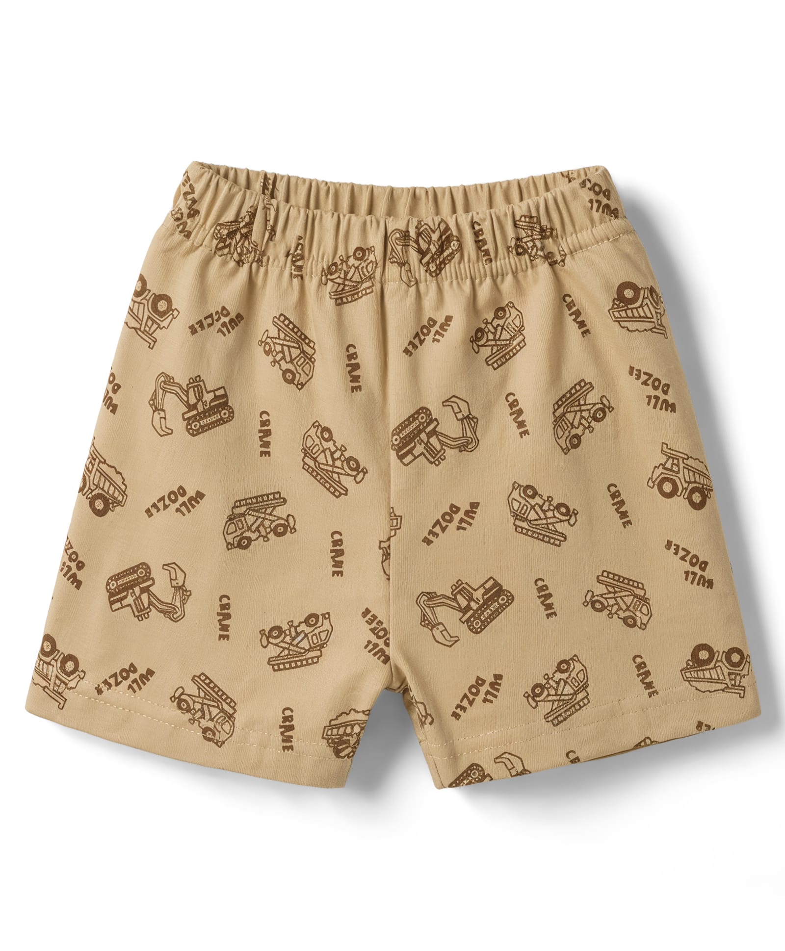 Pink Rabbit Sinker Knit Knee Length Shorts With JCB Print - Light Brown-picture-0