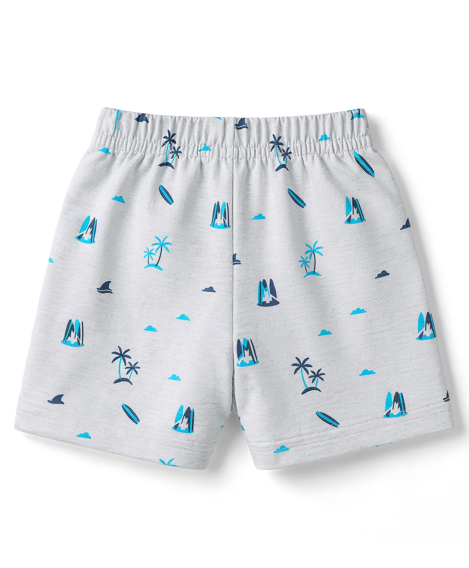 Pink Rabbit Sinker Knit Knee Length Shorts With Sea Life Theme Print - Grey-image-12