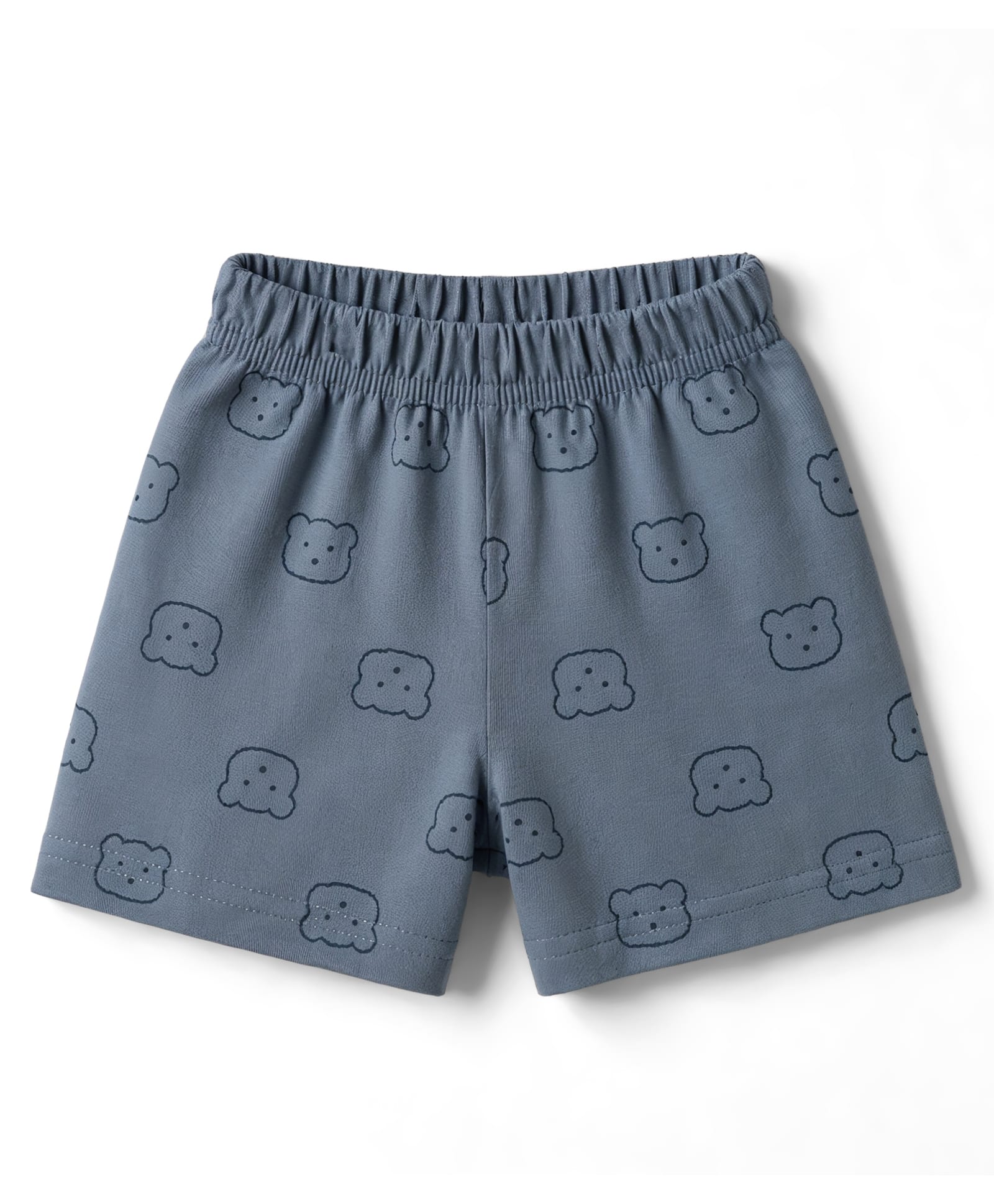Pink Rabbit Sinker Knit Knee Length Shorts With Bear Print - Blue-picture-18
