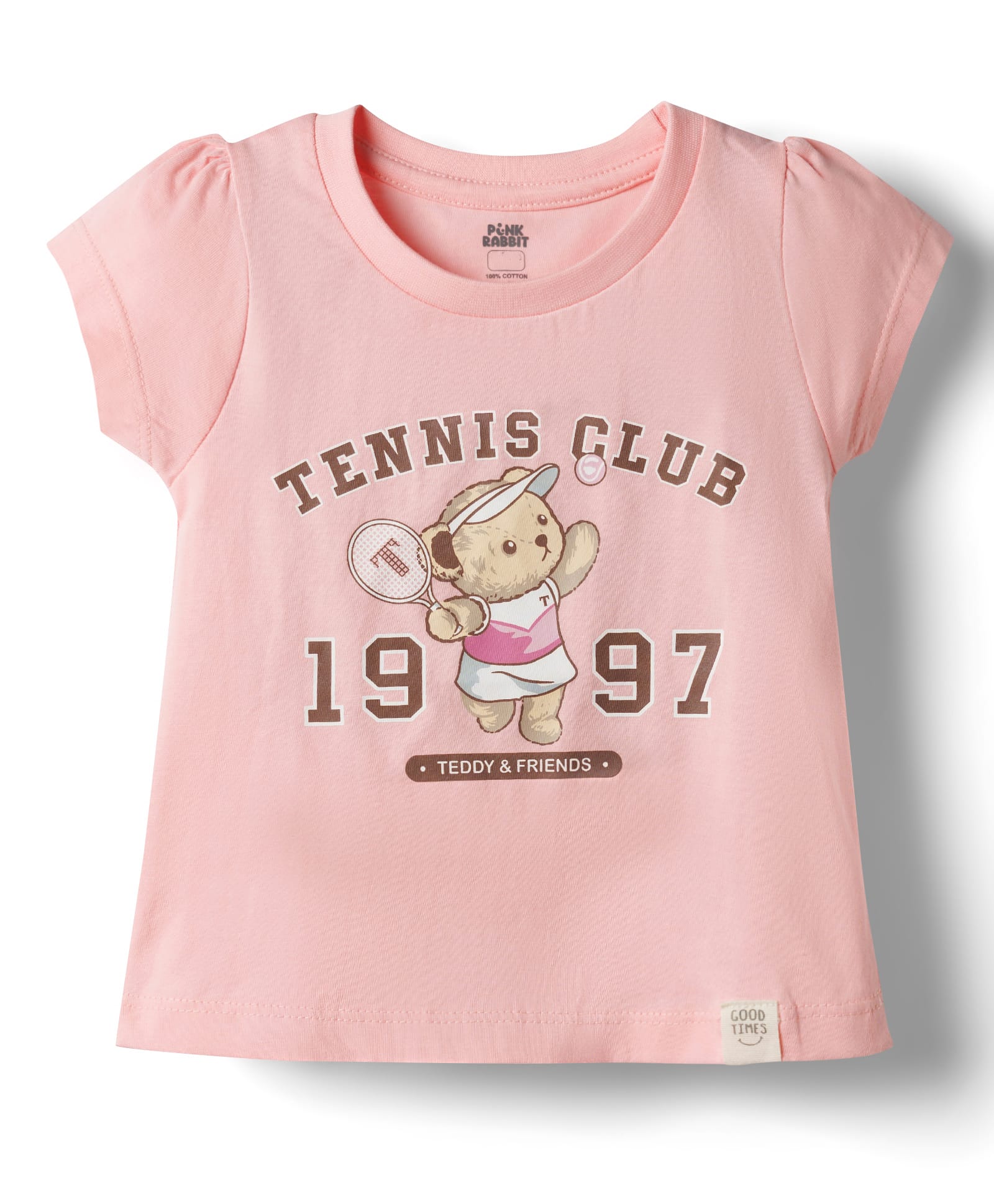 Pink Rabbit Sinker Knit Half Sleeves Sports Theme Printed Top - Pink-picture-14