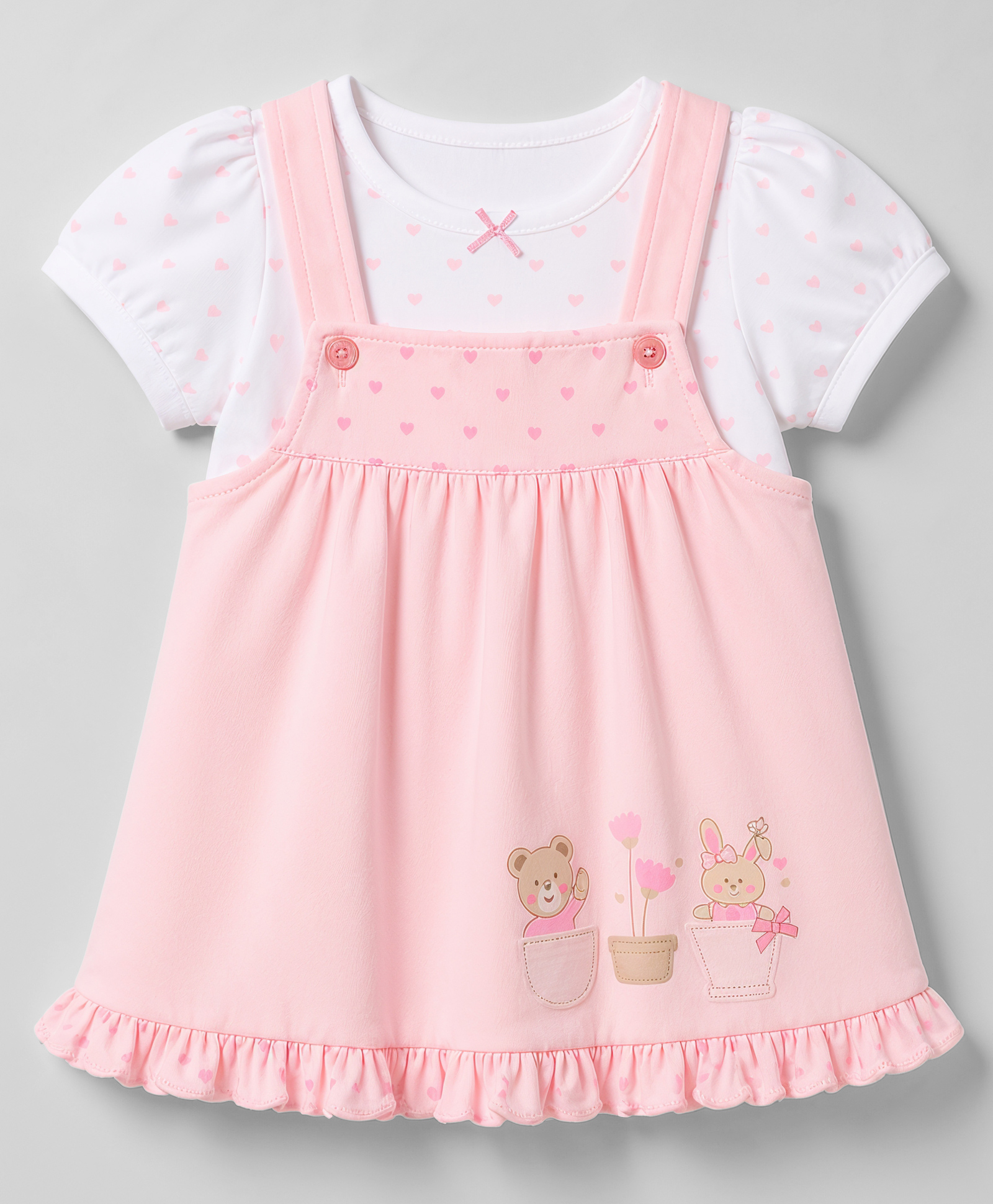 ToffyHouse Cotton Knit Frocks with Inner Tee Half Sleeves Light Pink 12-18 Months-image-15